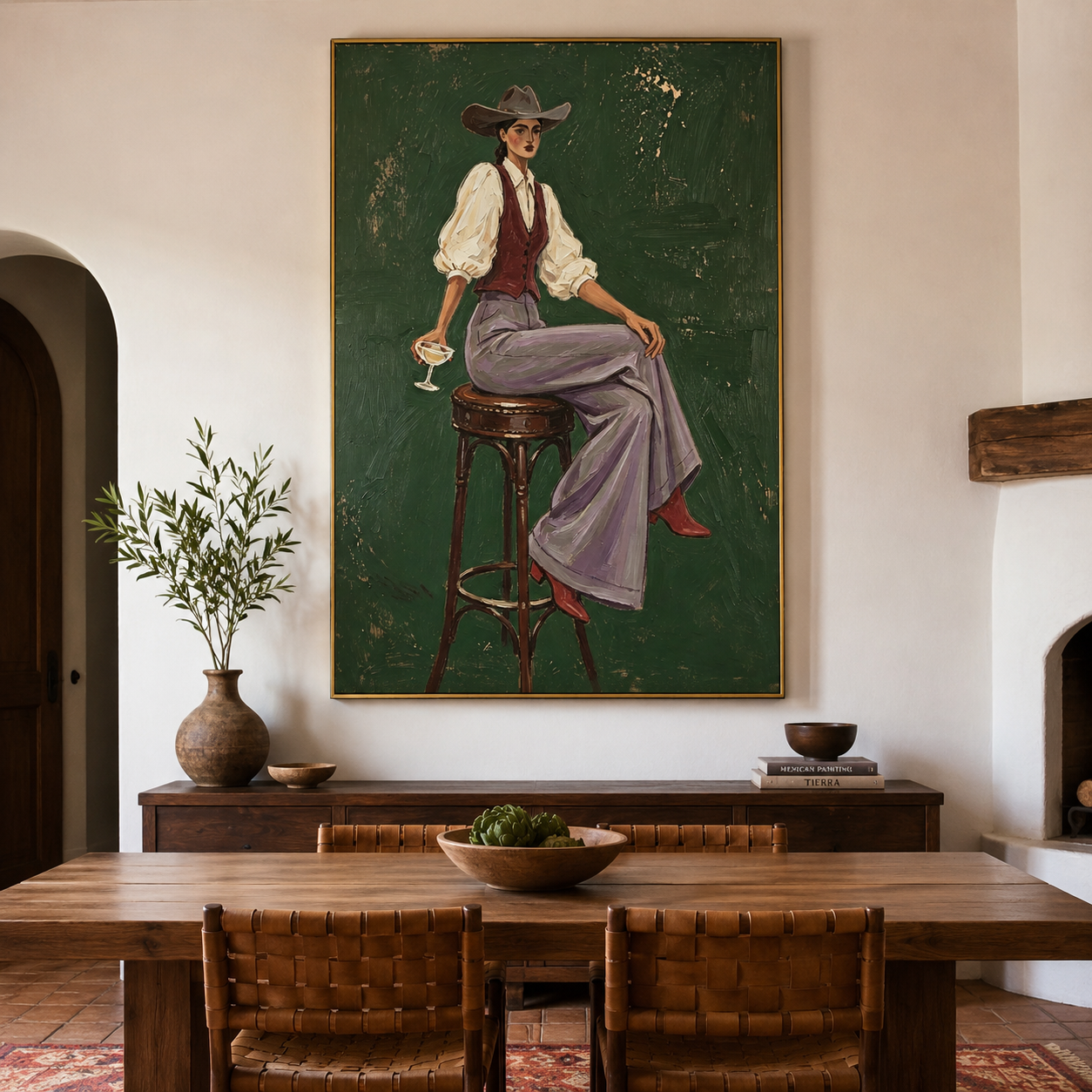 Modern Western Chic - Lilac Pants & Cowgirl Hat Figural Painting