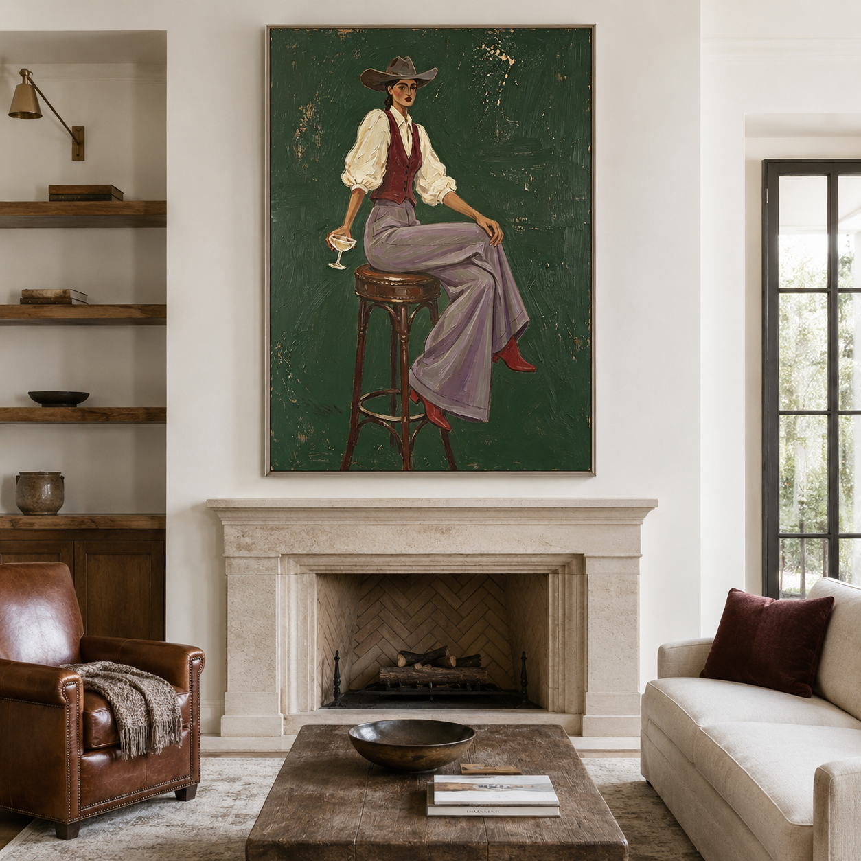 Modern Western Chic - Lilac Pants & Cowgirl Hat Figural Painting