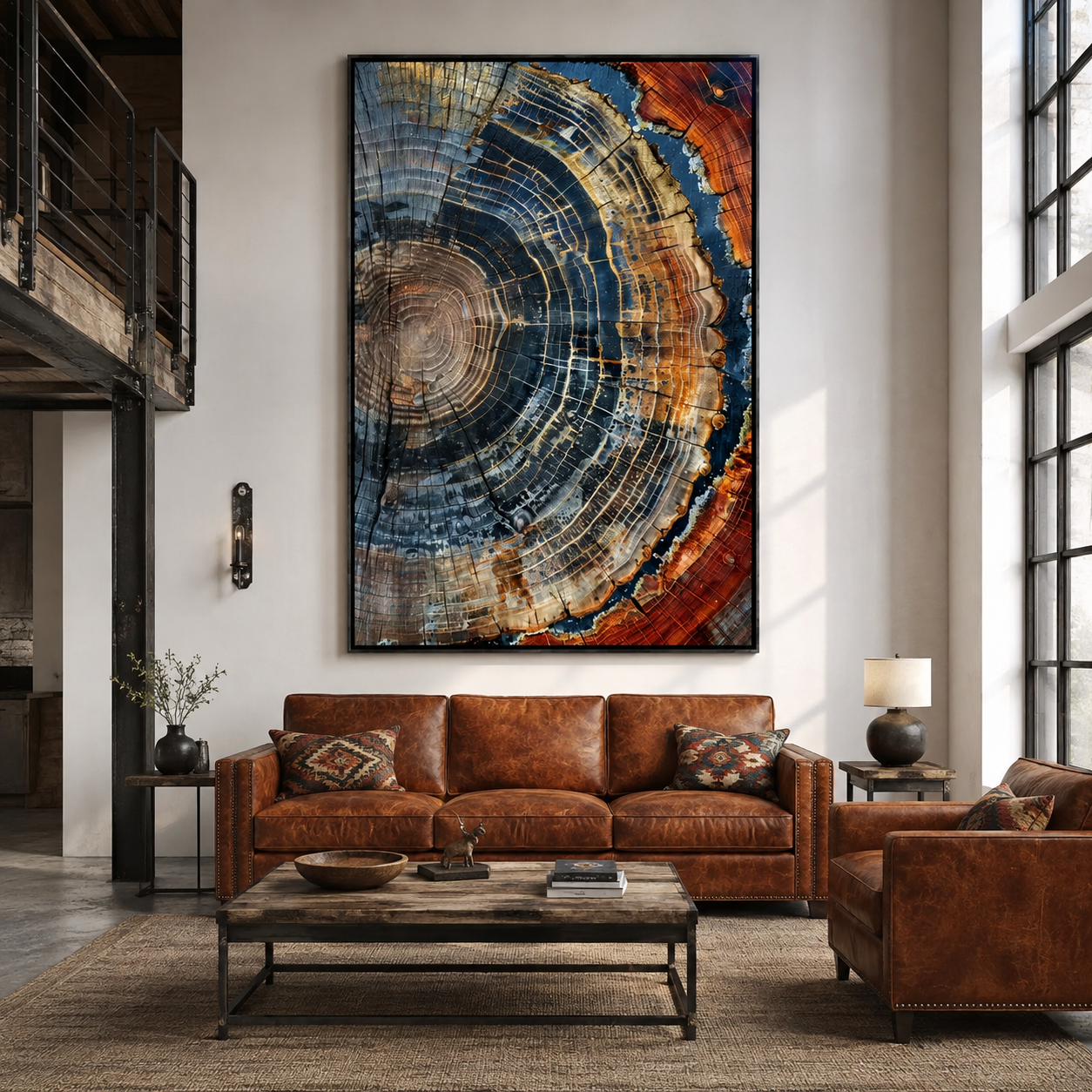 Rings of Eternity - Petrified Wood Annual Rings Abstract Oil Painting
