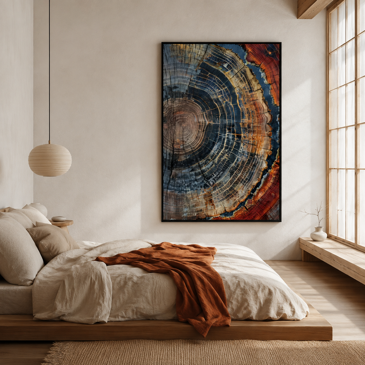 Rings of Eternity - Petrified Wood Annual Rings Abstract Oil Painting