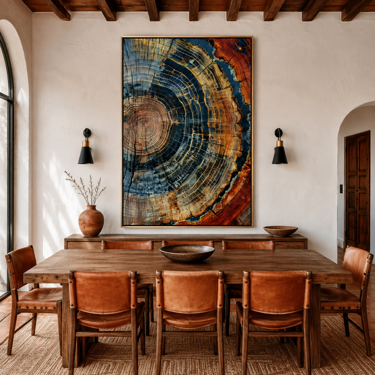 Rings of Eternity - Petrified Wood Annual Rings Abstract Oil Painting