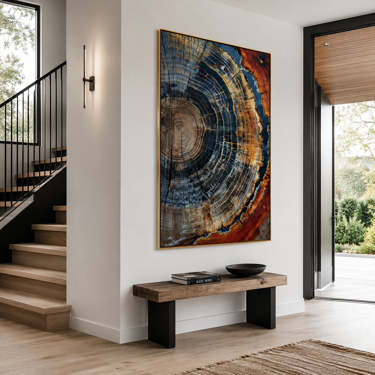 Rings of Eternity - Petrified Wood Annual Rings Abstract Oil Painting