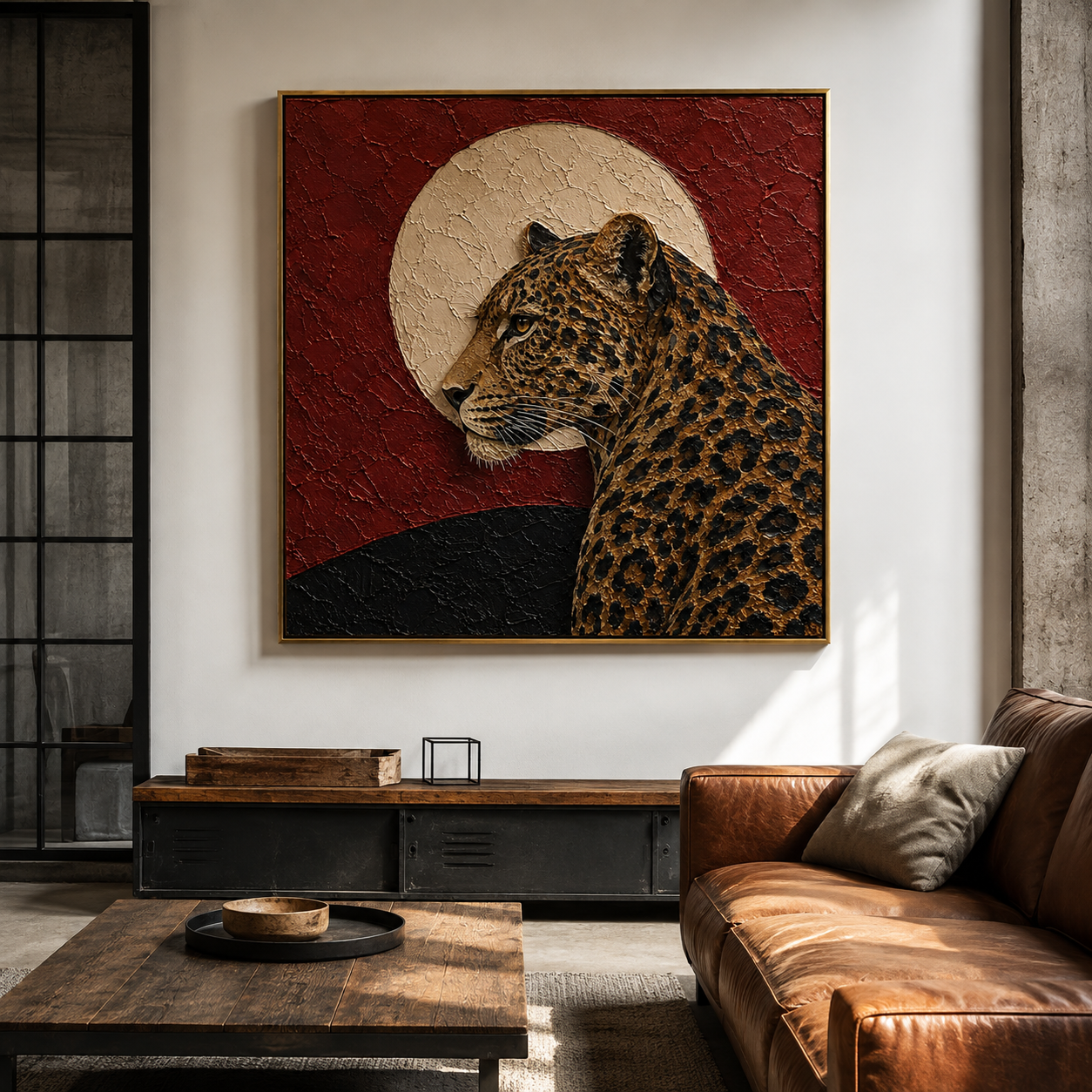 Lunar Shadow - Leopard in Full Moon Painting