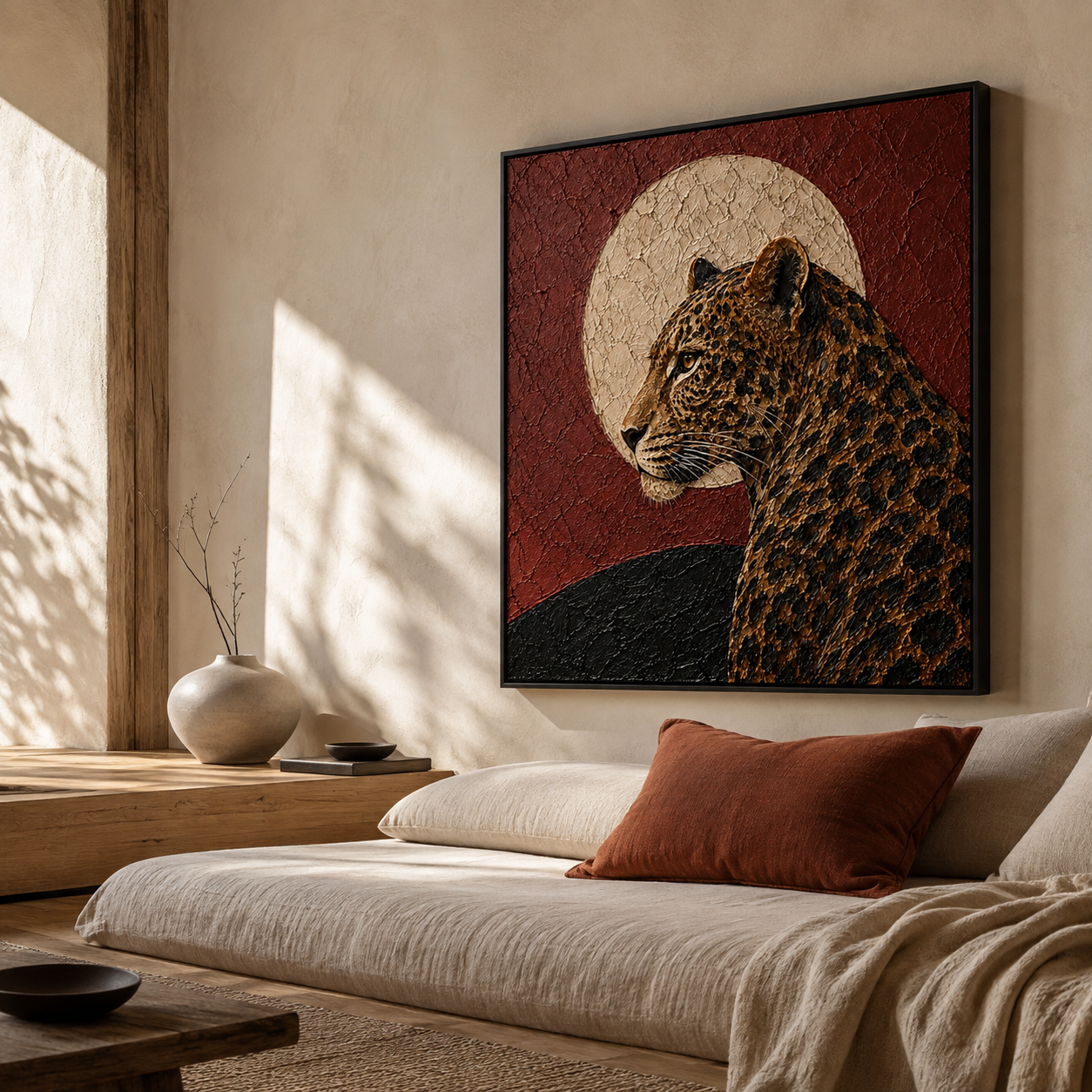 Lunar Shadow - Leopard in Full Moon Painting