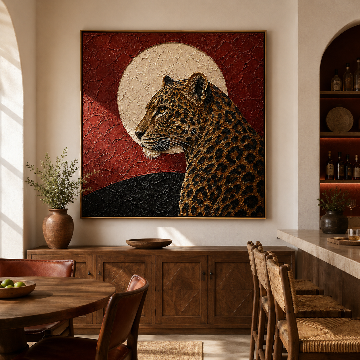 Lunar Shadow - Leopard in Full Moon Painting