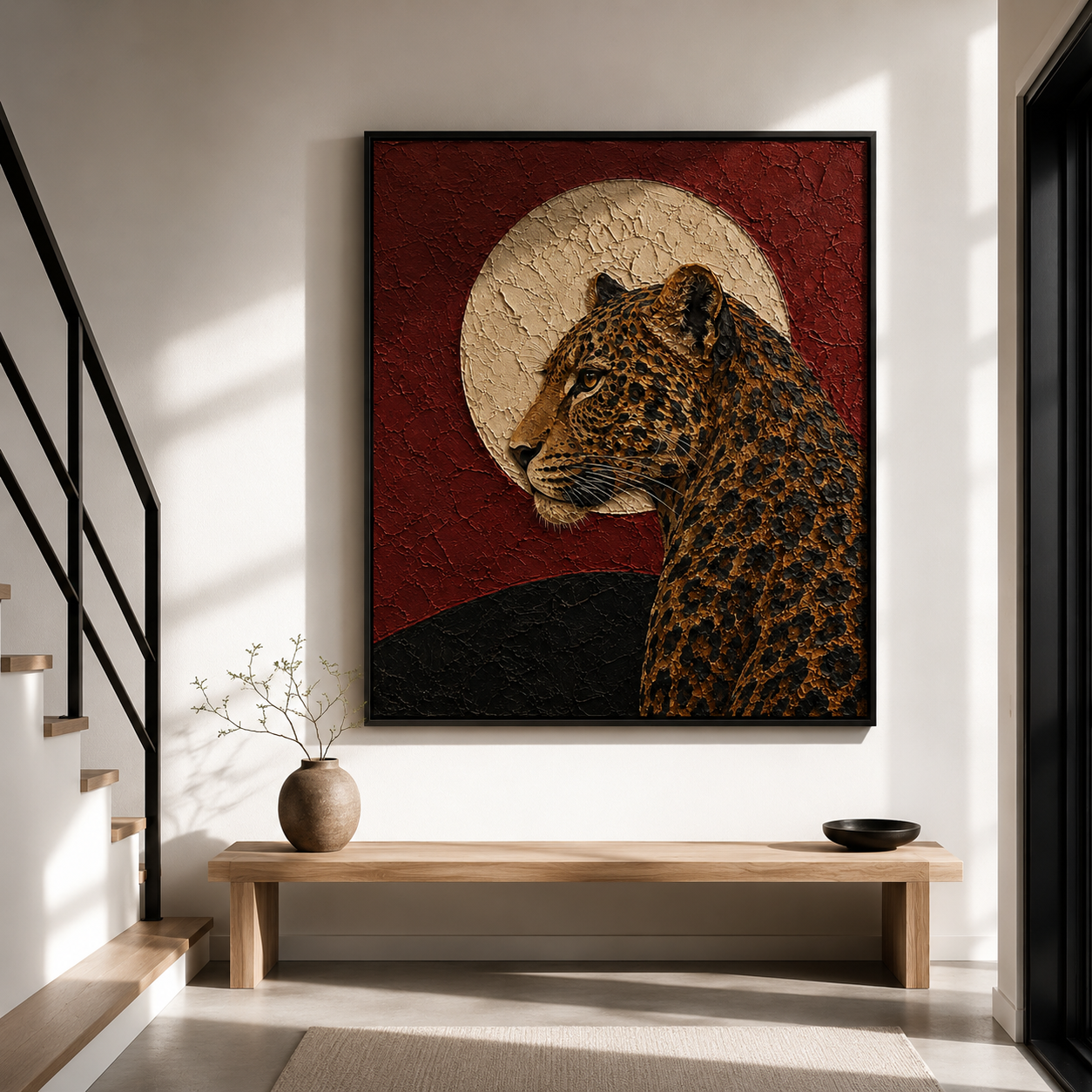 Lunar Shadow - Leopard in Full Moon Painting