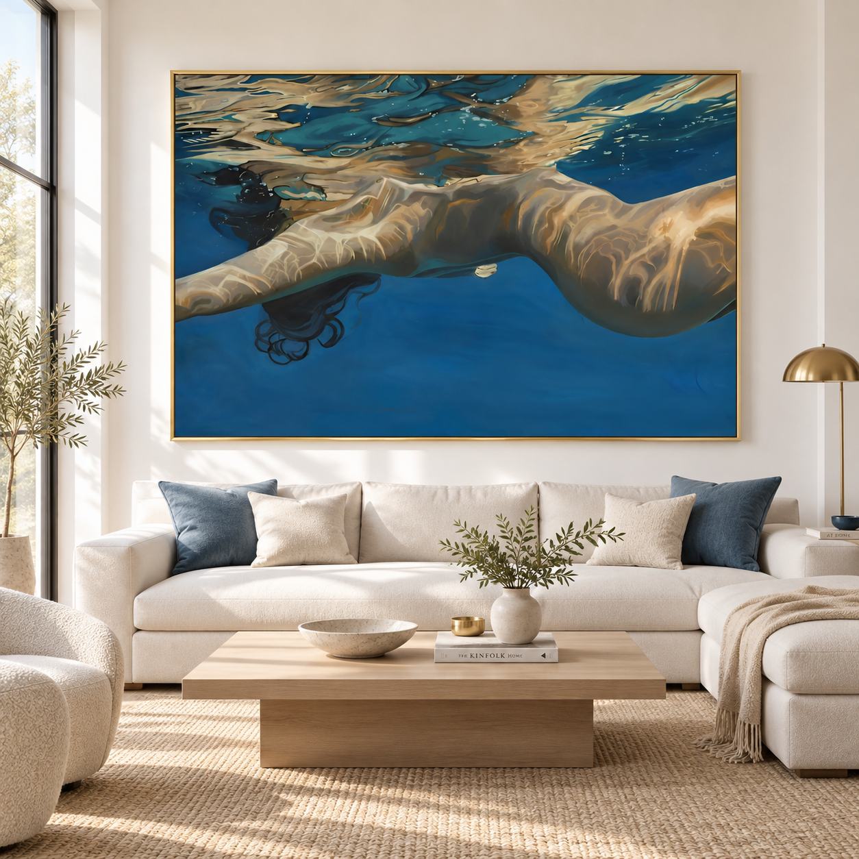 Azure Serenity - Swimmer in Crystal Water Realism Canvas Art