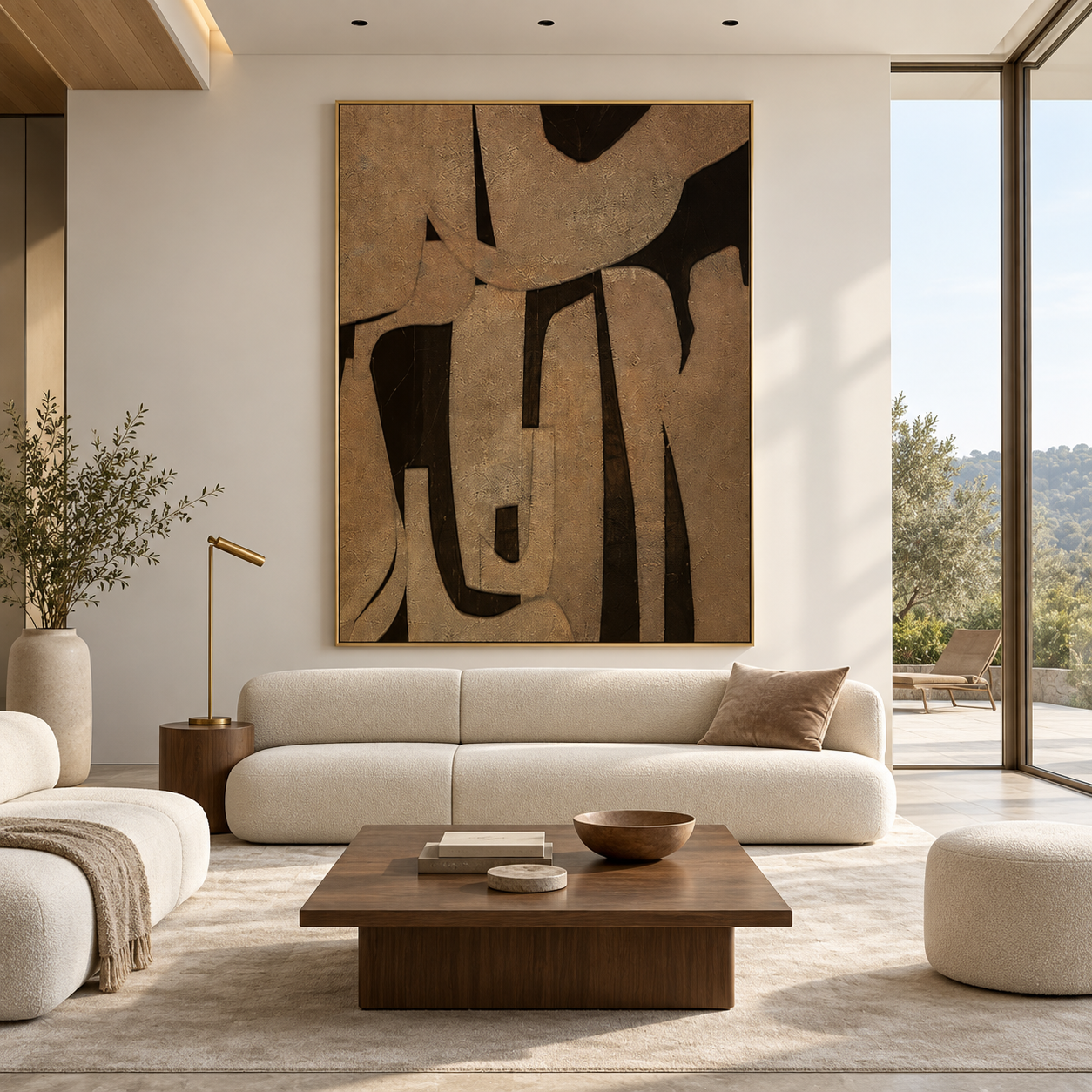 Raw Earth Form - Terracotta & Black Heavy Impasto Canvas Art