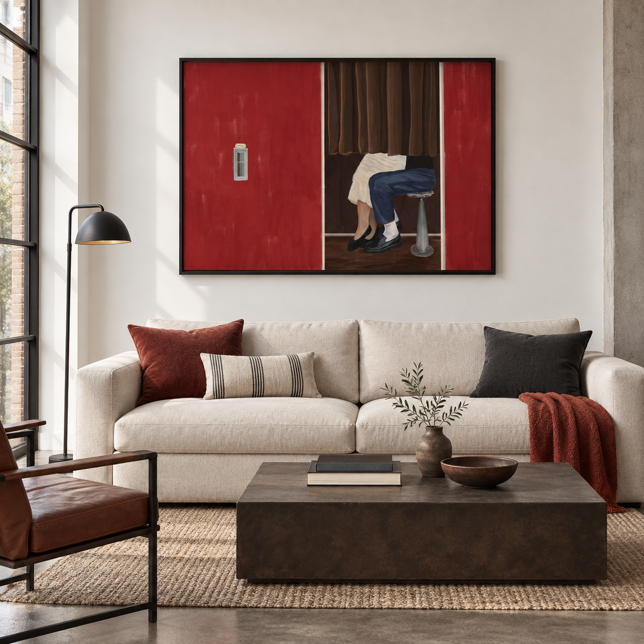 Photo Booth Secret - Retro Crimson Curtain & Legs Canvas Art