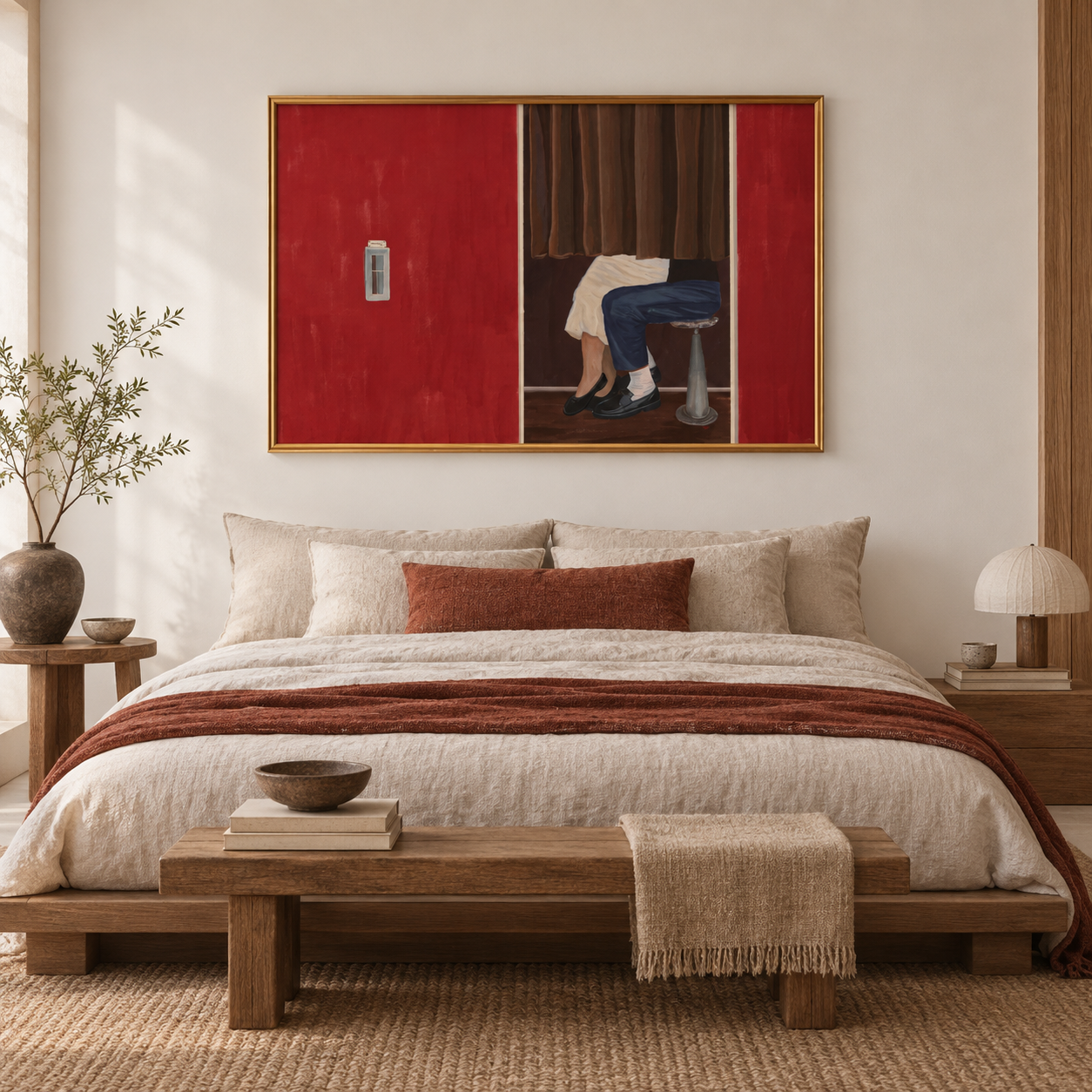 Photo Booth Secret - Retro Crimson Curtain & Legs Canvas Art