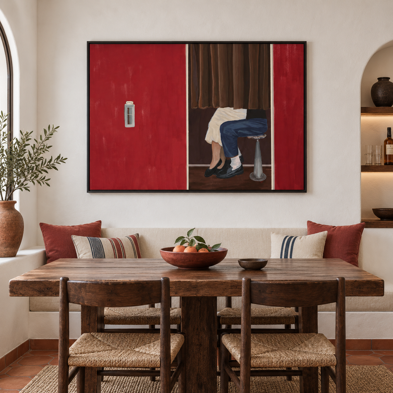 Photo Booth Secret - Retro Crimson Curtain & Legs Canvas Art