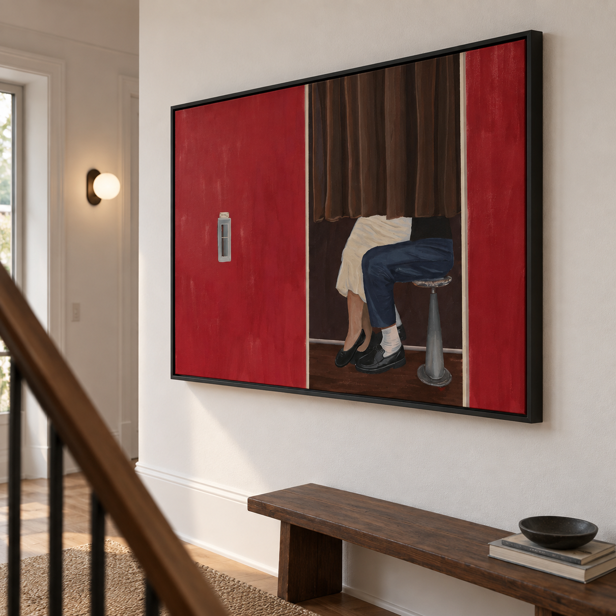 Photo Booth Secret - Retro Crimson Curtain & Legs Canvas Art