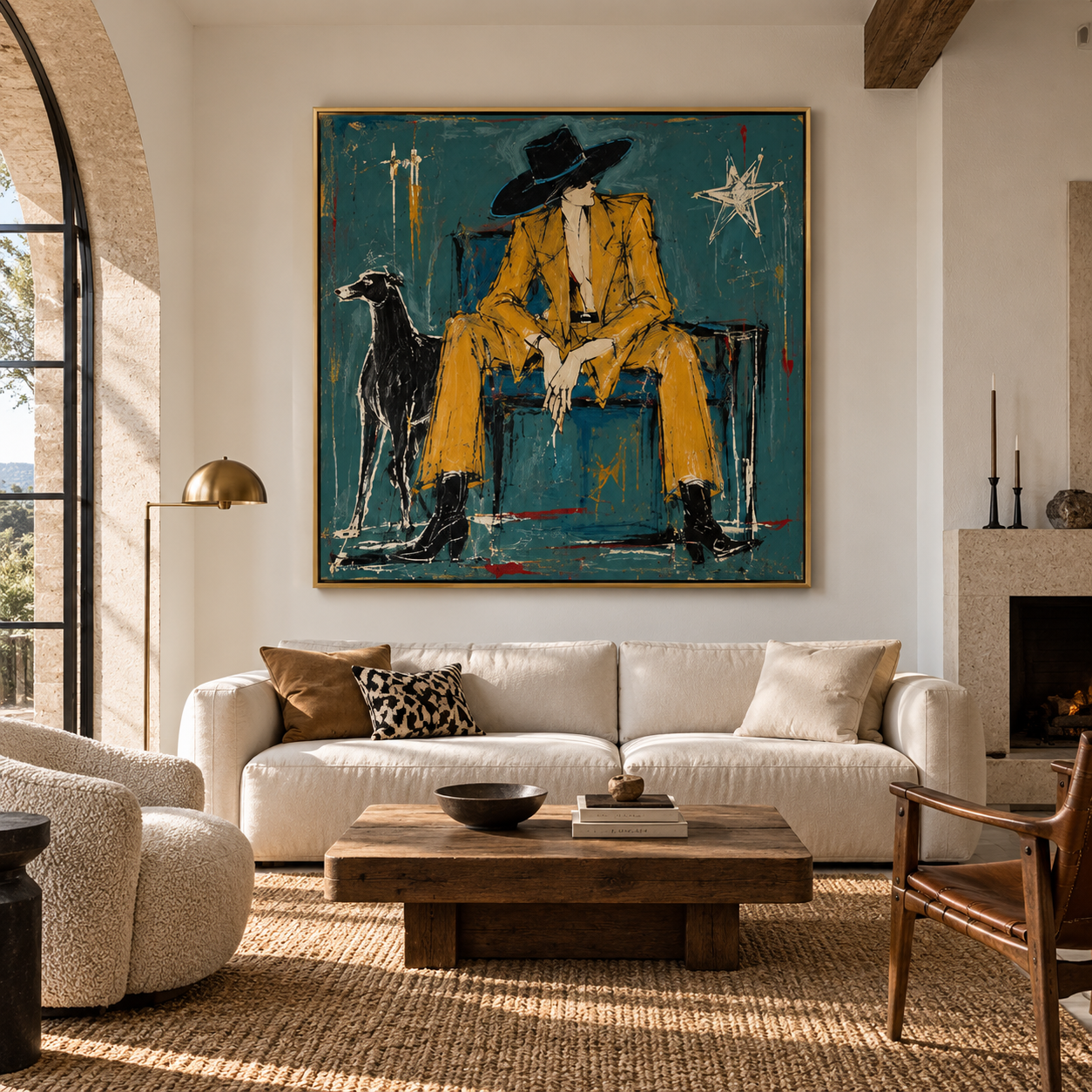 Golden Power Suite - Edgy Woman & Hound Canvas Art