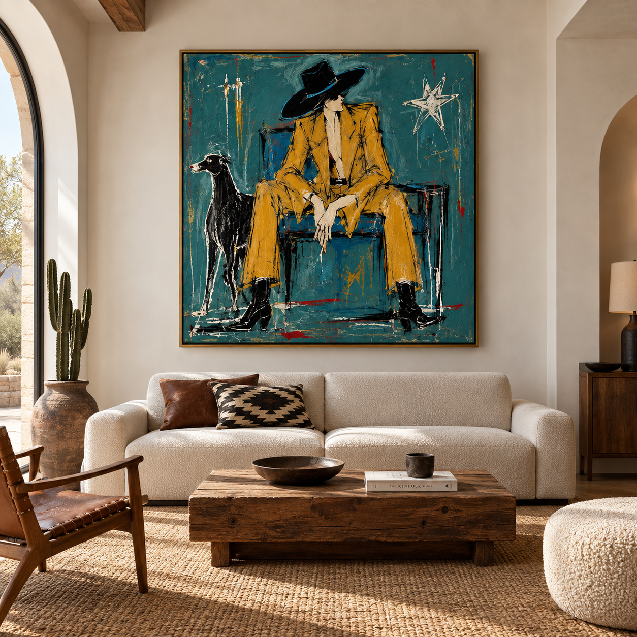 Golden Power Suite - Edgy Woman & Hound Canvas Art