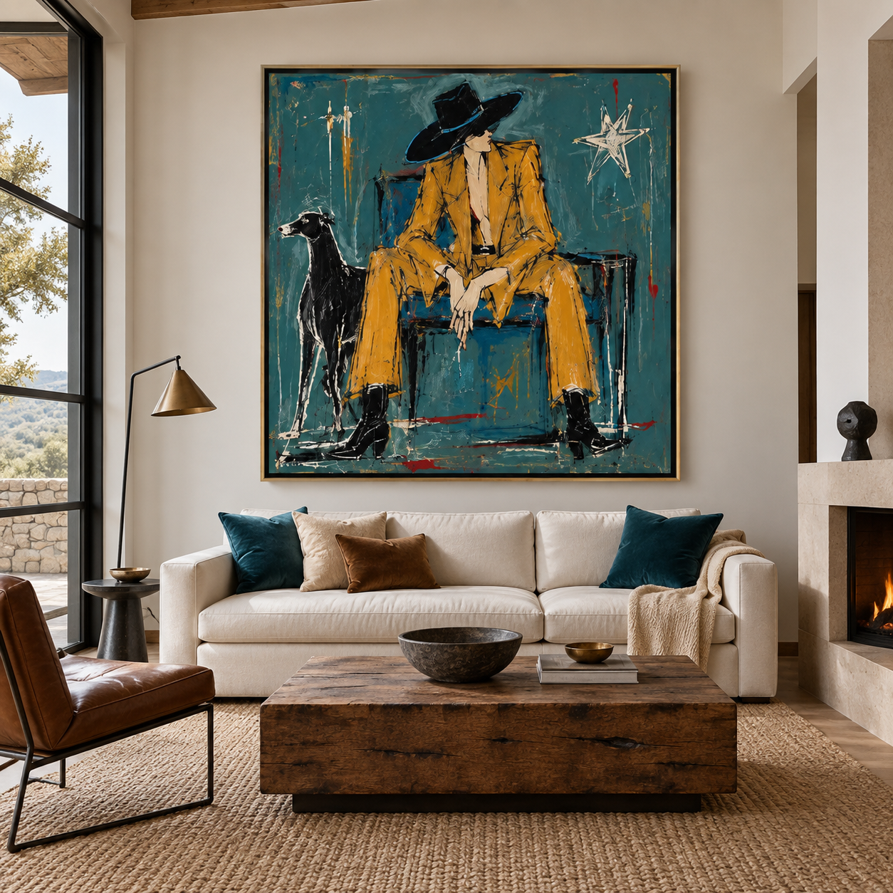 Golden Power Suite - Edgy Woman & Hound Canvas Art