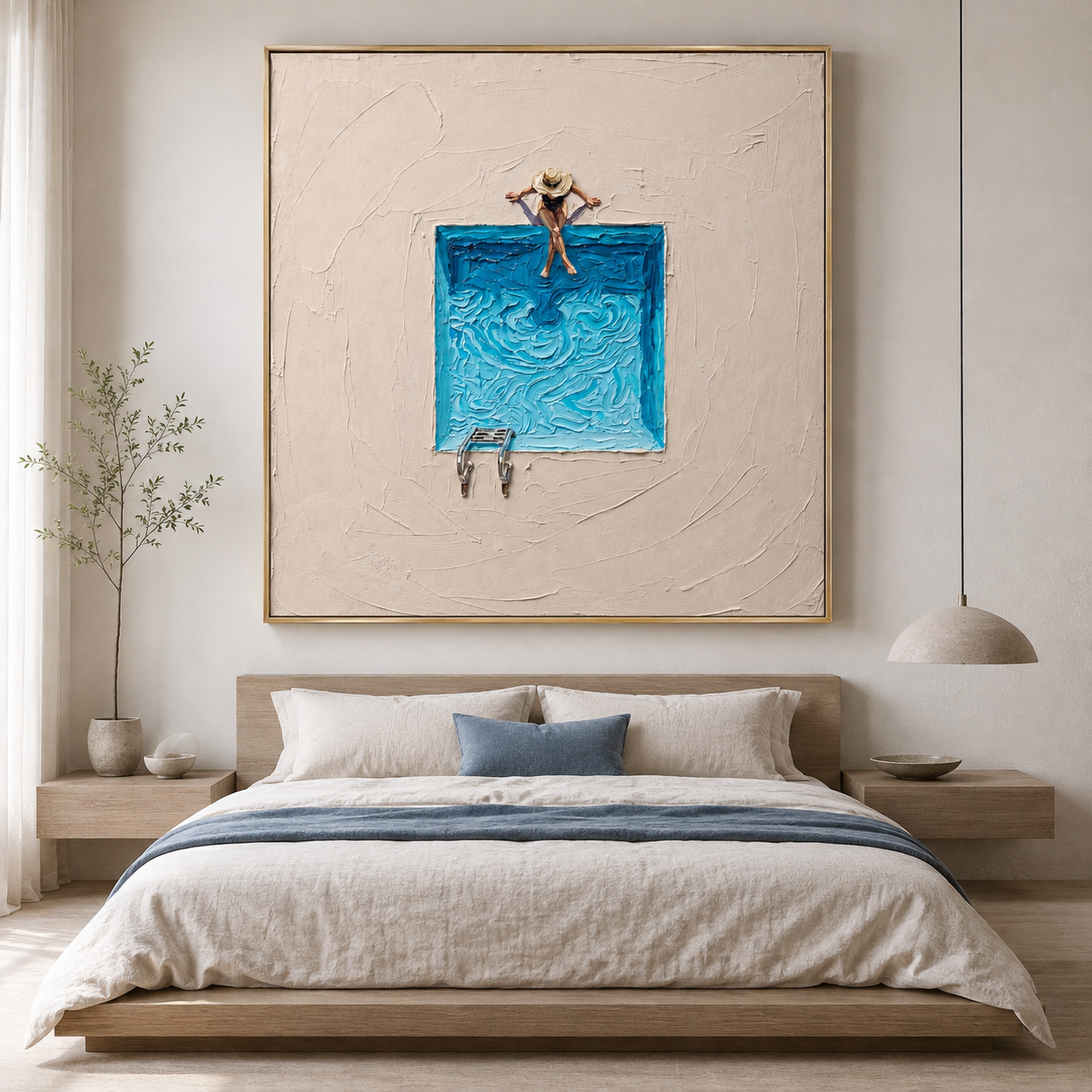 Azure Escape - Abstract Turquoise Swimming Pool Impasto Canvas