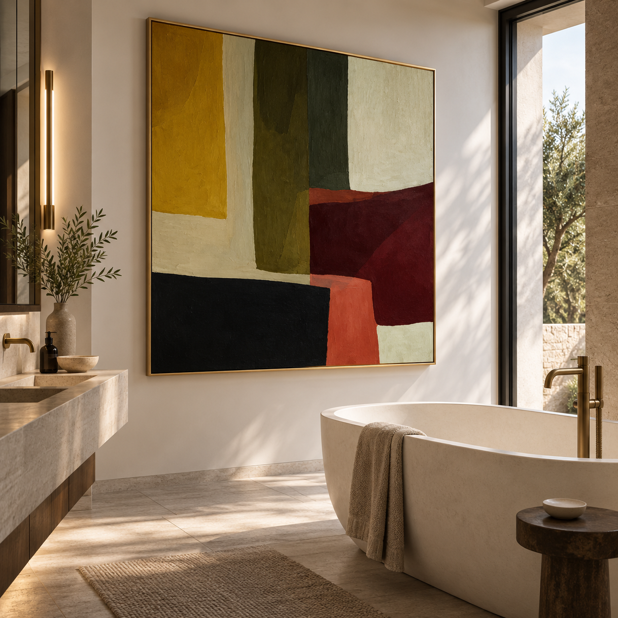 Color Block Equilibrium - Modern Abstract Color Field Impasto Canvas