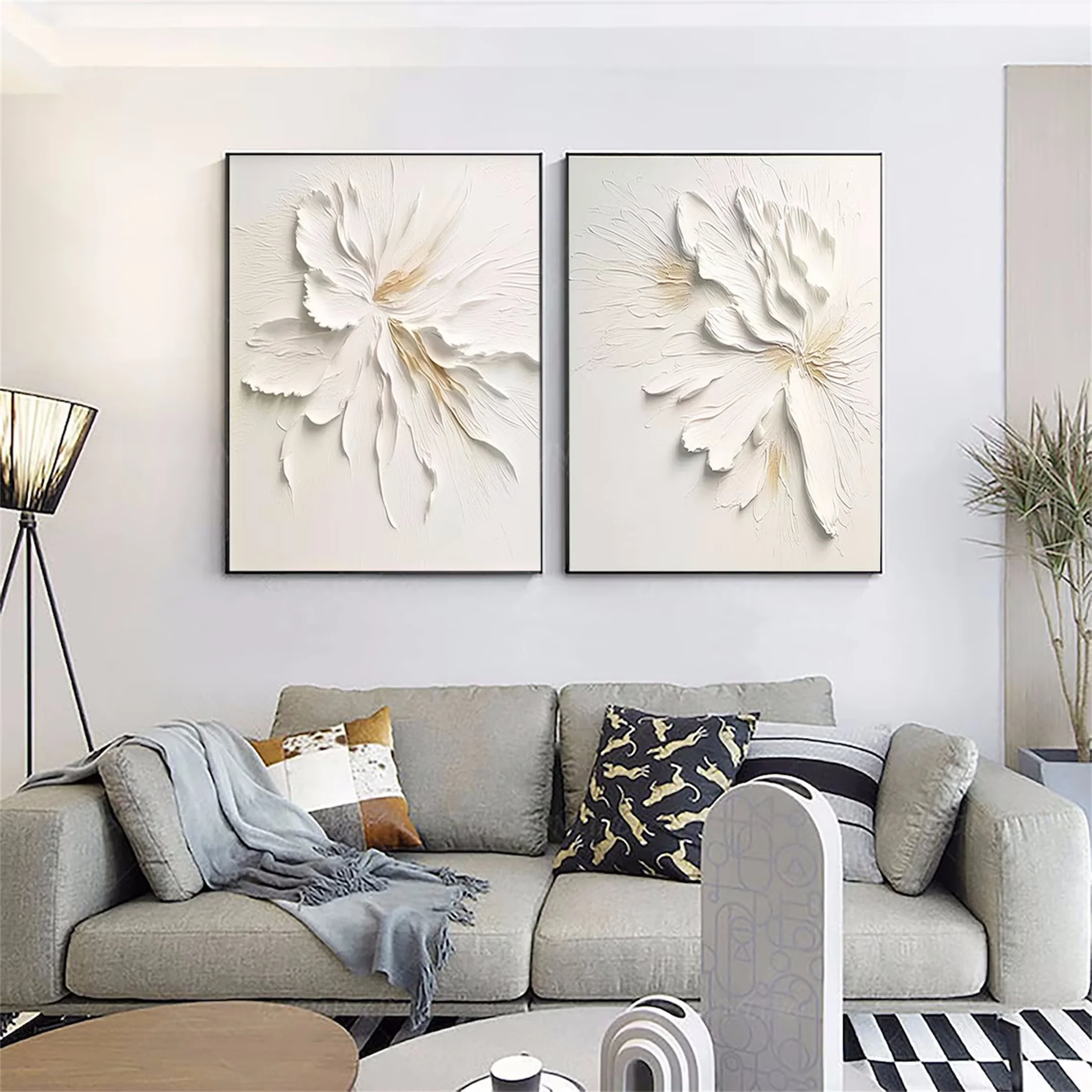3D White Textured Flower