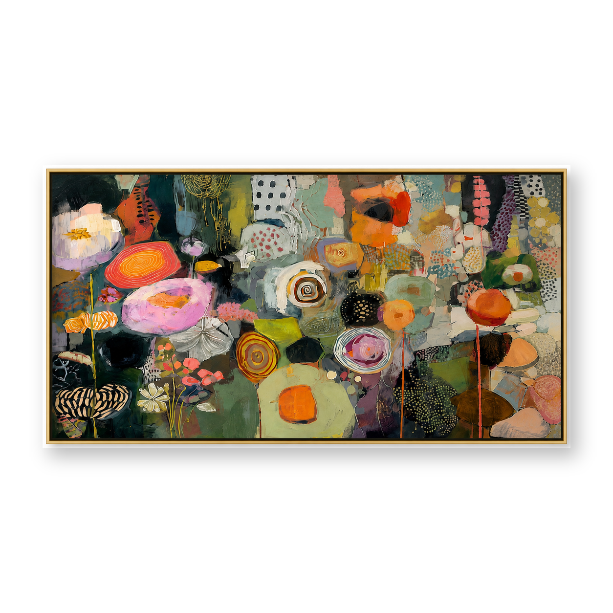 Colorful Garden Mosaic Abstract Floral Canvas Wall Art