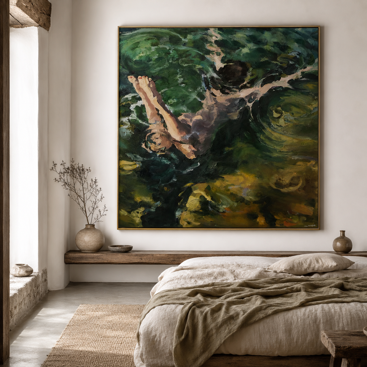 Enchanted Tree Tunnel Over Water Landscape Canvas Wall Art