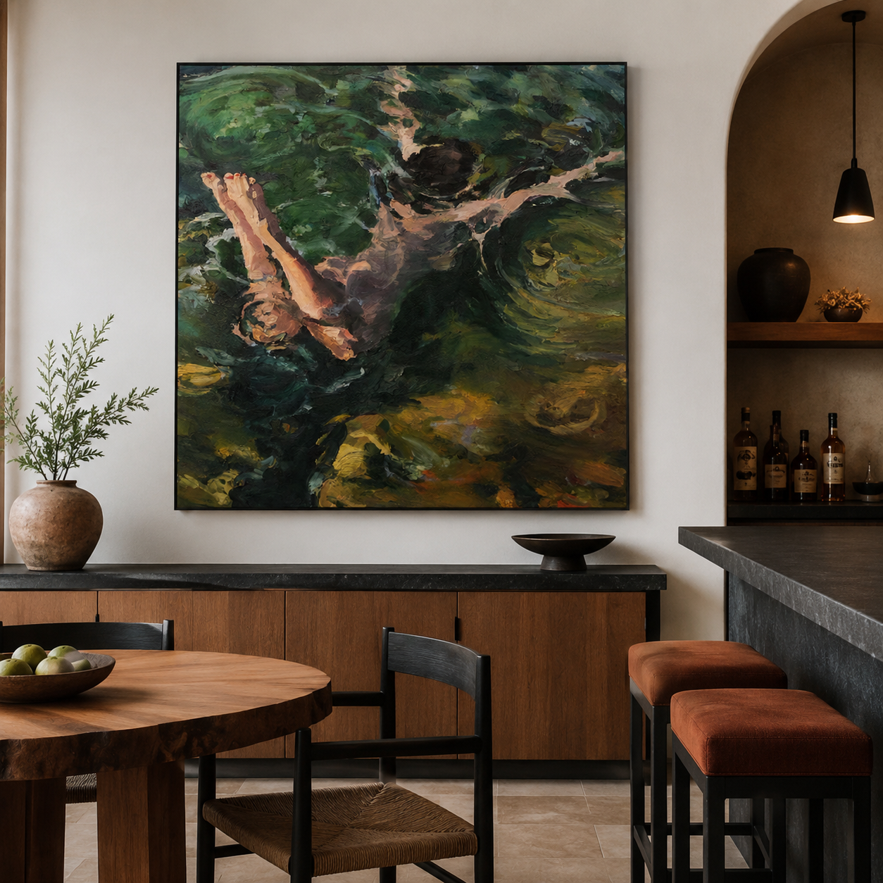 Enchanted Tree Tunnel Over Water Landscape Canvas Wall Art