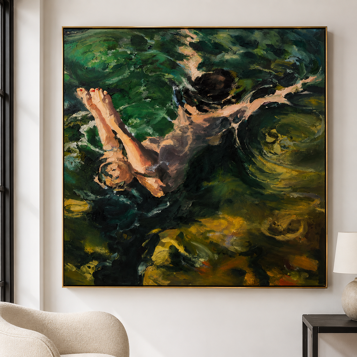 Enchanted Tree Tunnel Over Water Landscape Canvas Wall Art