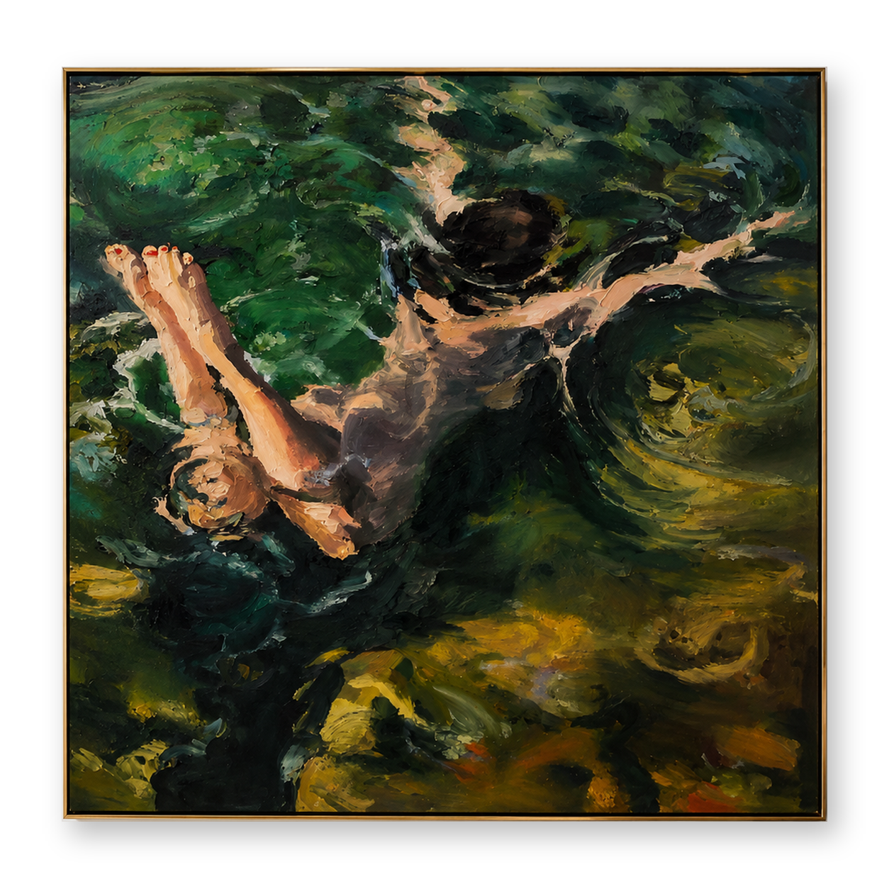 Enchanted Tree Tunnel Over Water Landscape Canvas Wall Art