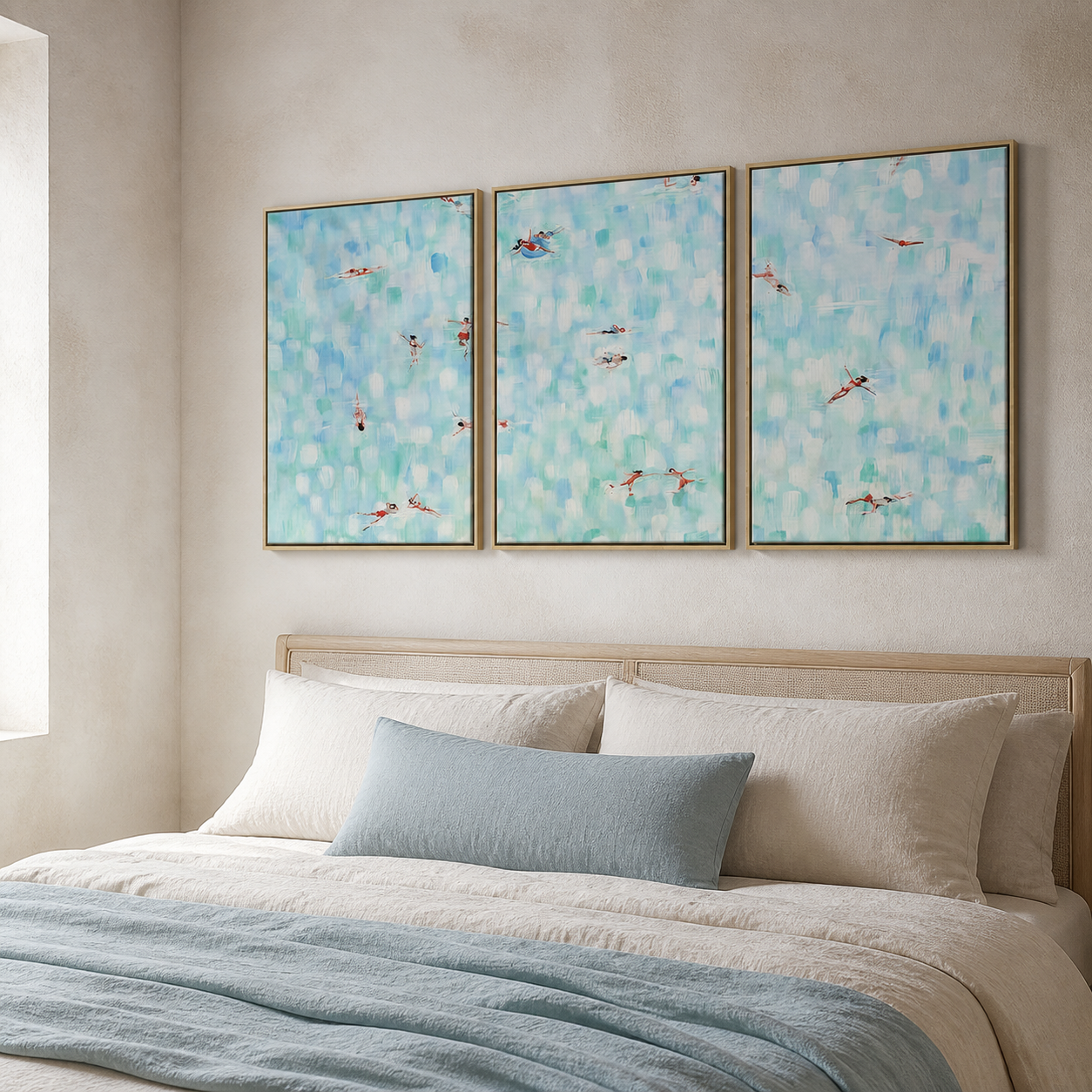 Poolside Leisure - Mint Blue Swimmers 3-Piece Canvas Set