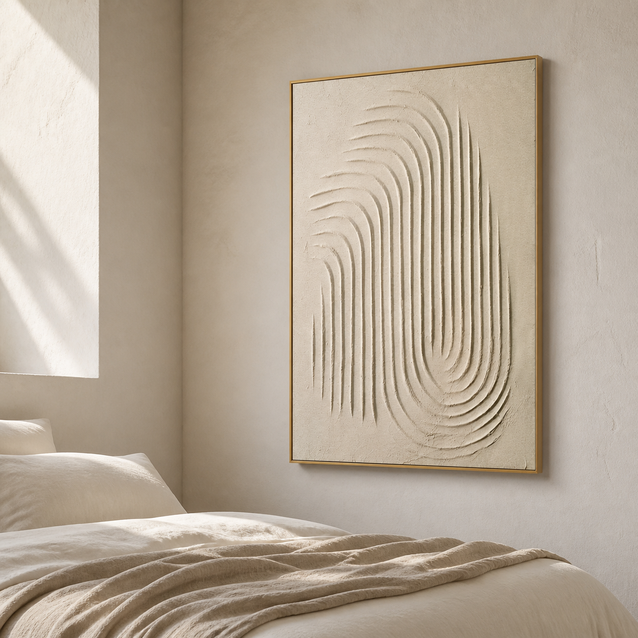 Minimalist Arch - Cream Wabi-Sabi Textured Plaster Canvas Art