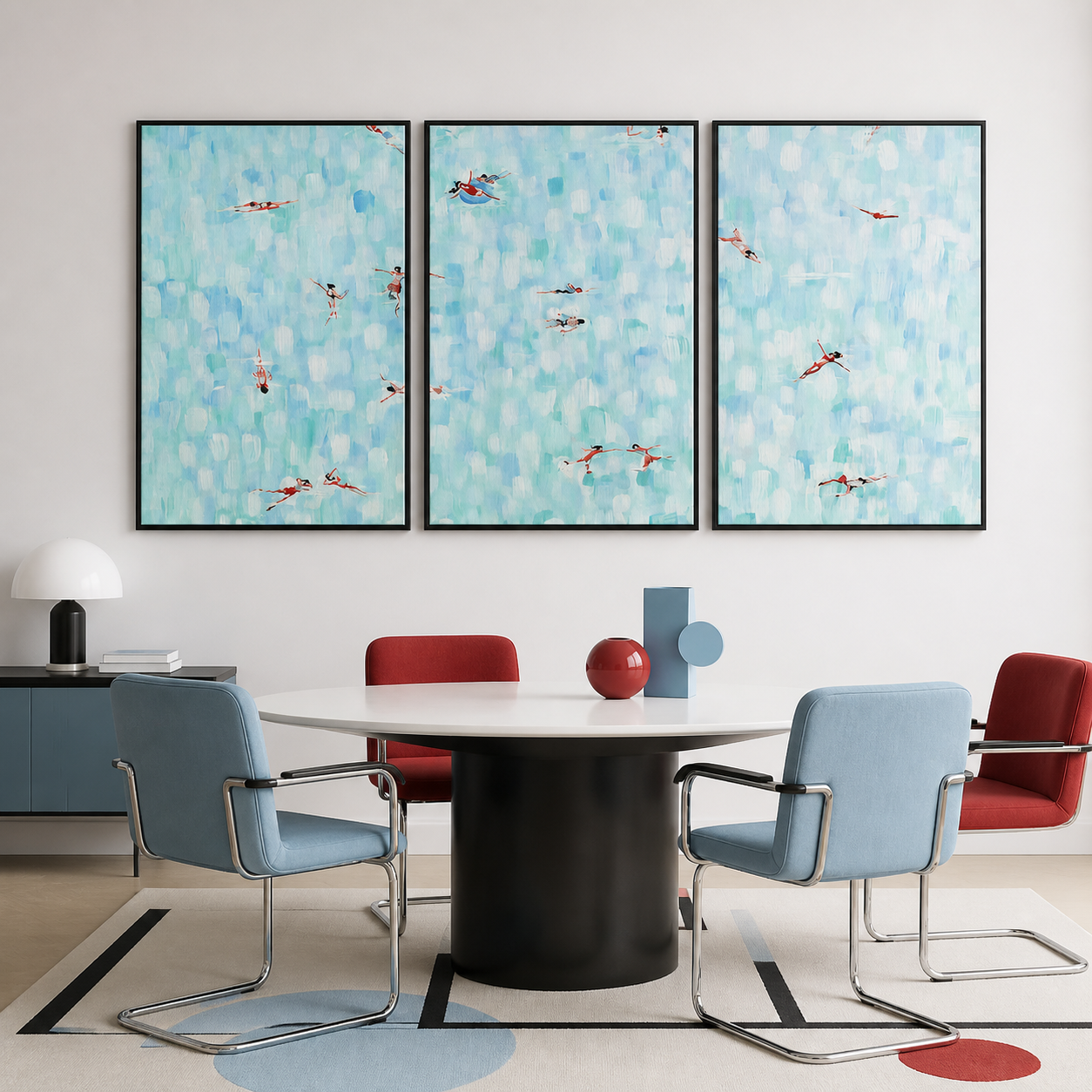 Poolside Leisure - Mint Blue Swimmers 3-Piece Canvas Set