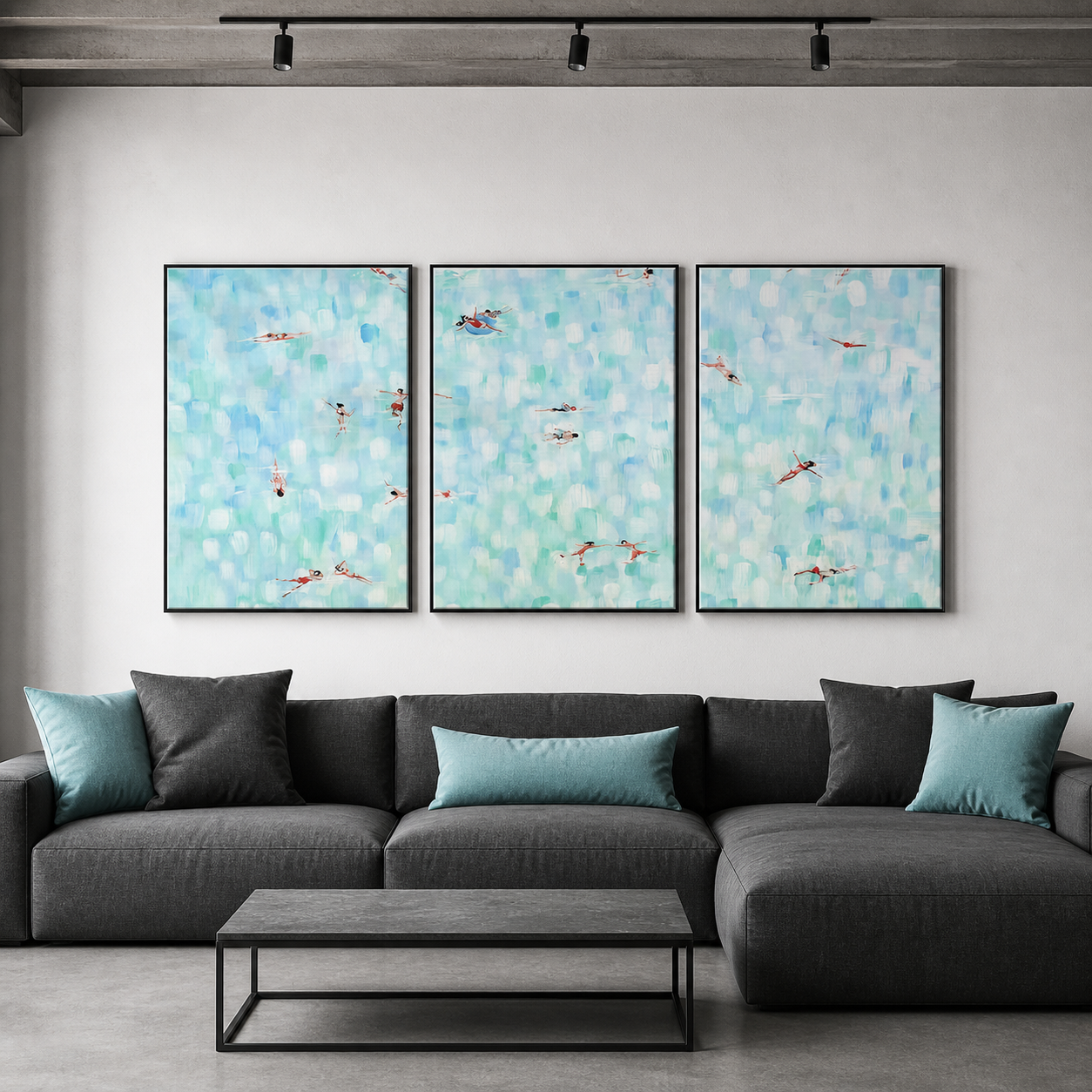 Poolside Leisure - Mint Blue Swimmers 3-Piece Canvas Set