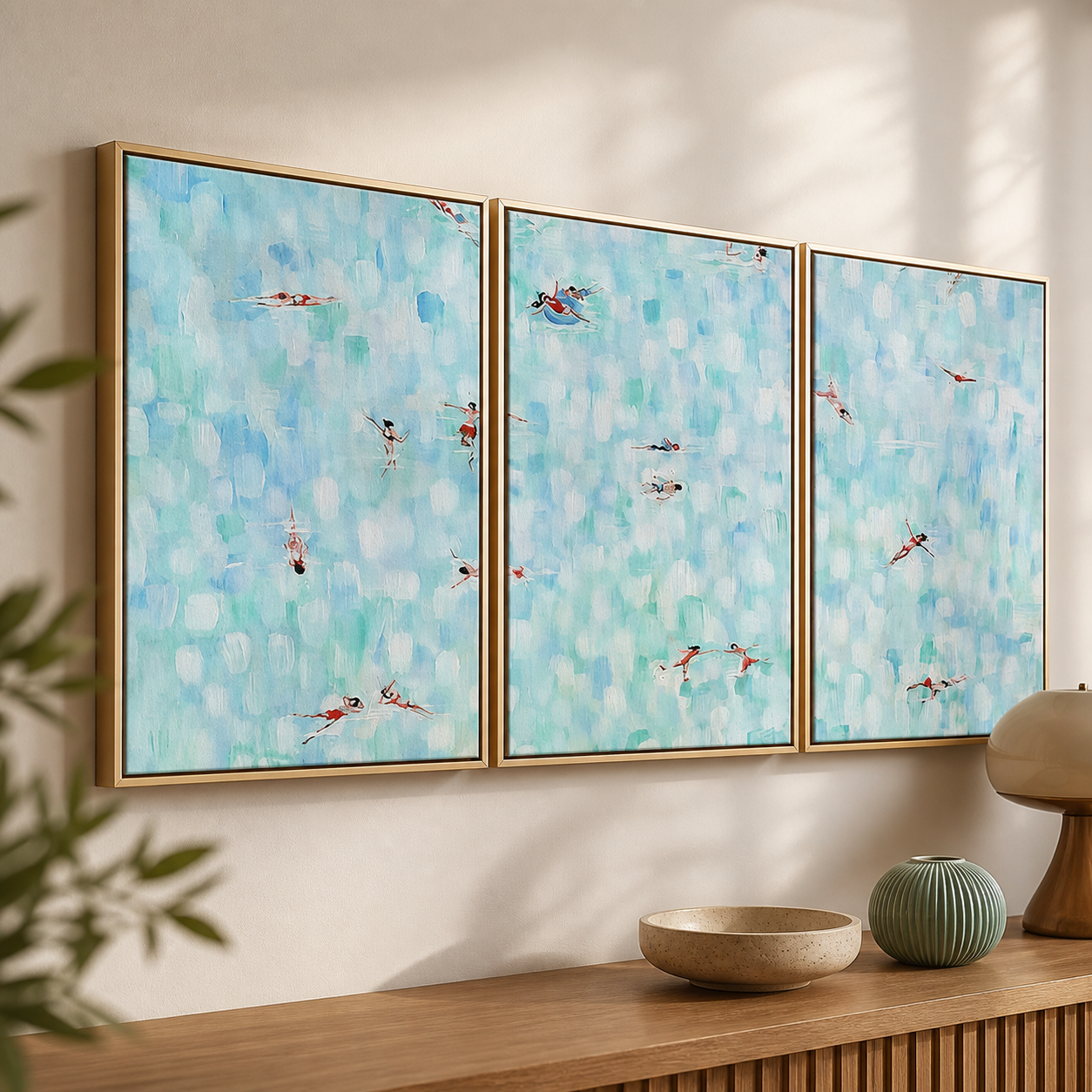 Poolside Leisure - Mint Blue Swimmers 3-Piece Canvas Set