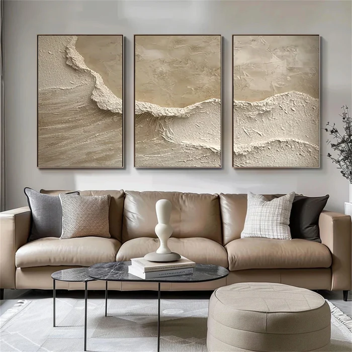 3D Beige Wave Painting