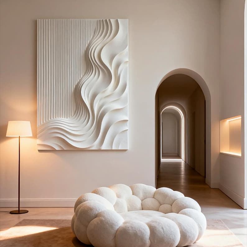 Ivory Flow – Large Textured Abstract Wall Art