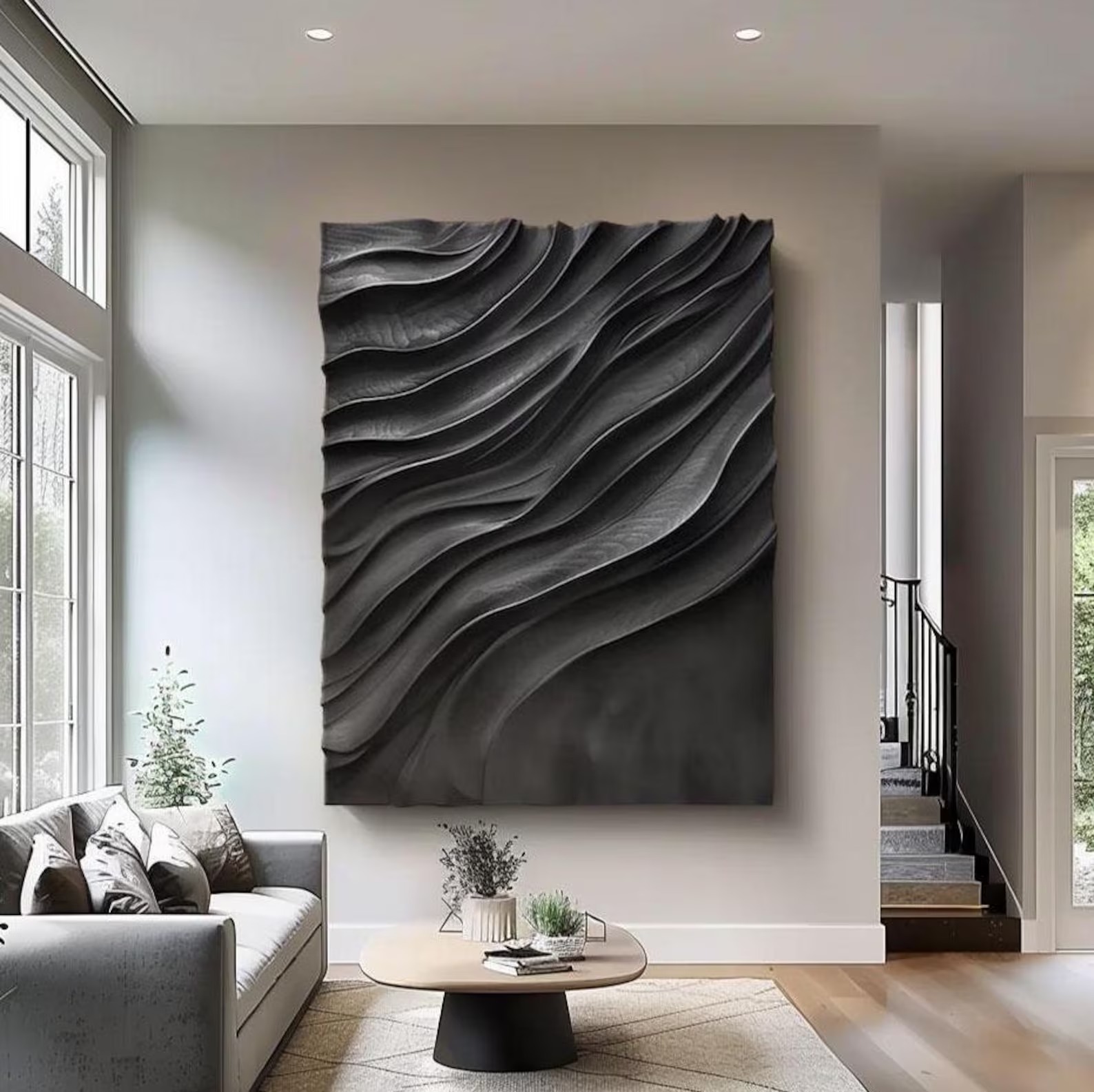 Pitch Black Drift-3D Textured Wall Art