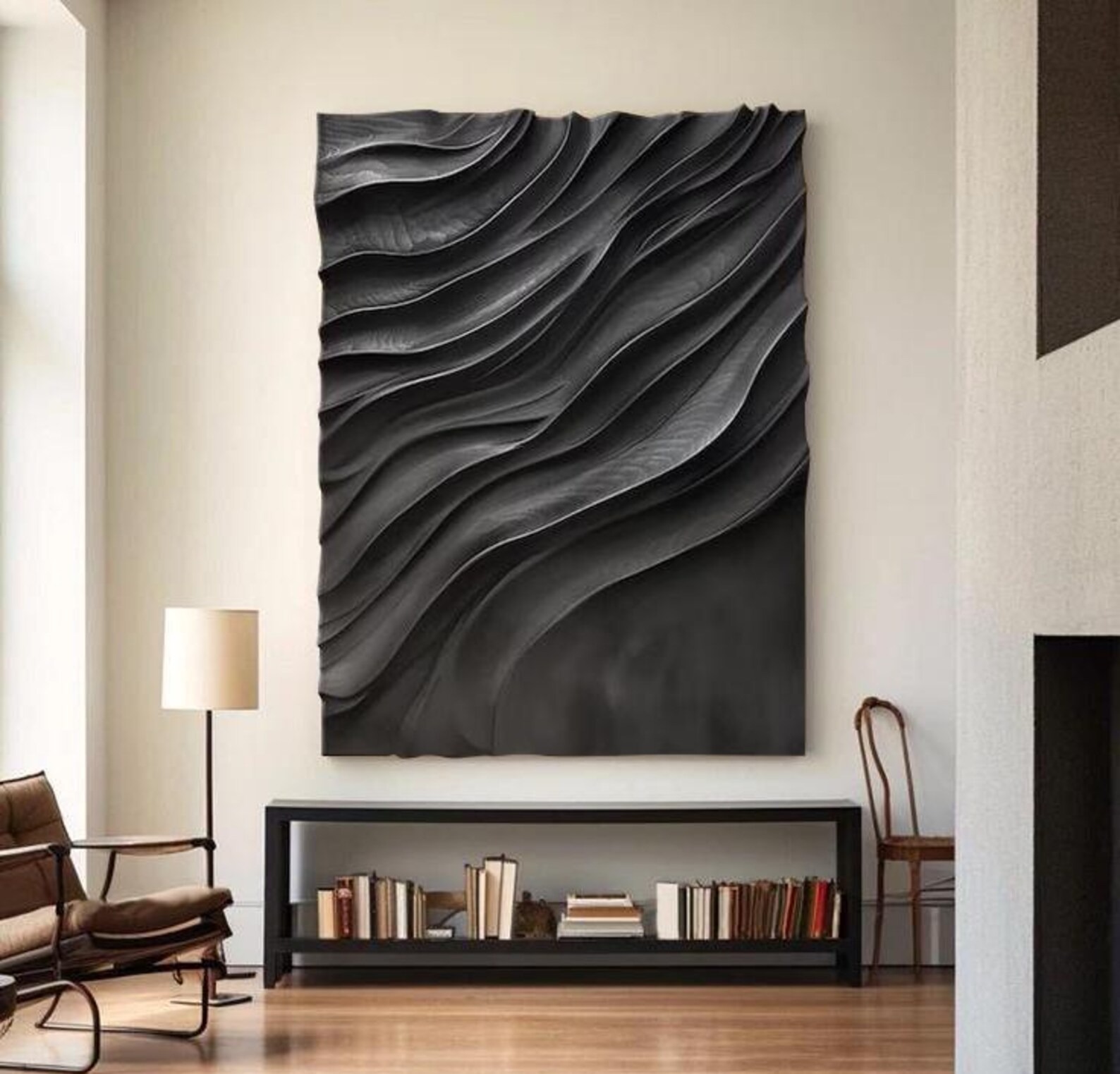 Pitch Black Drift-3D Textured Wall Art