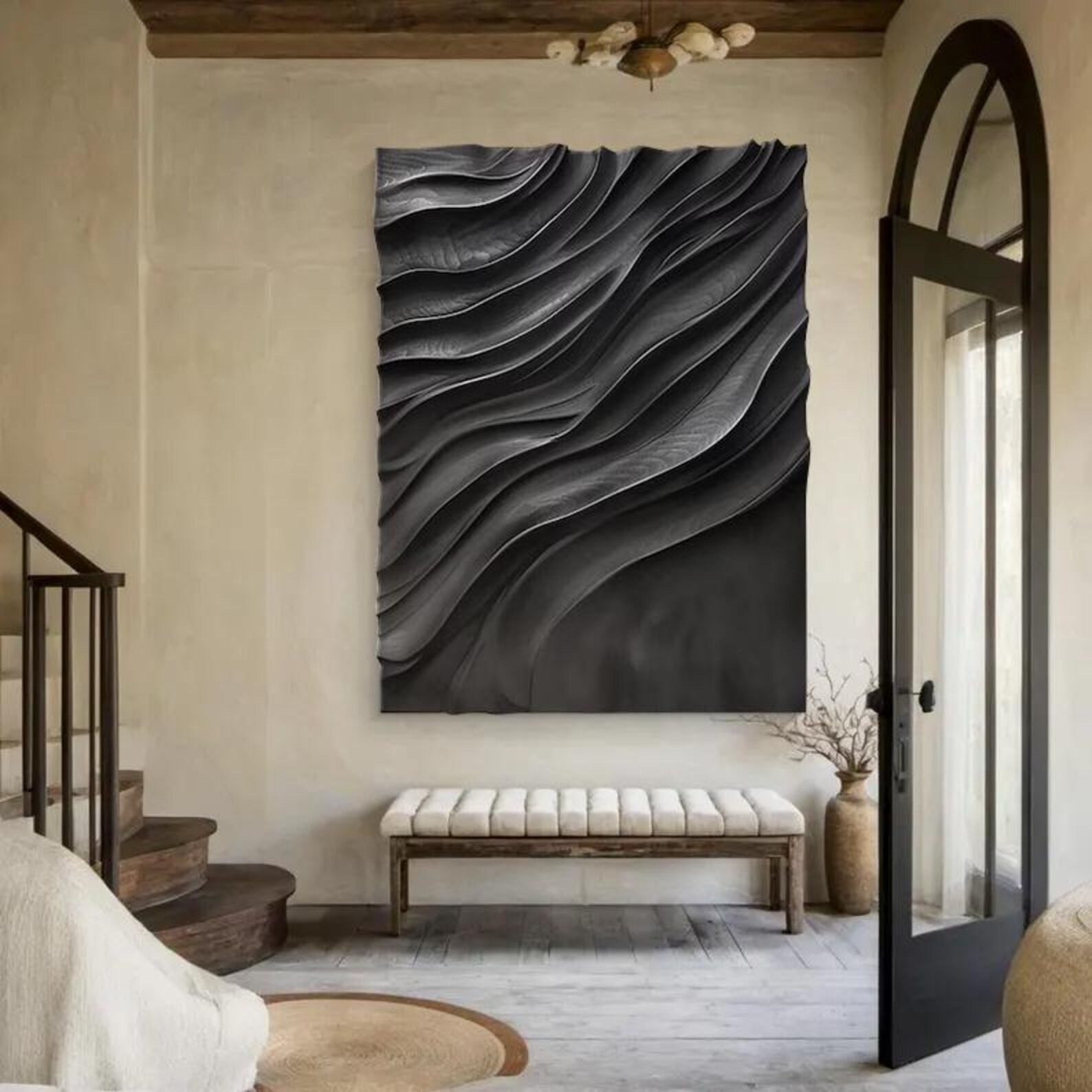 Pitch Black Drift-3D Textured Wall Art