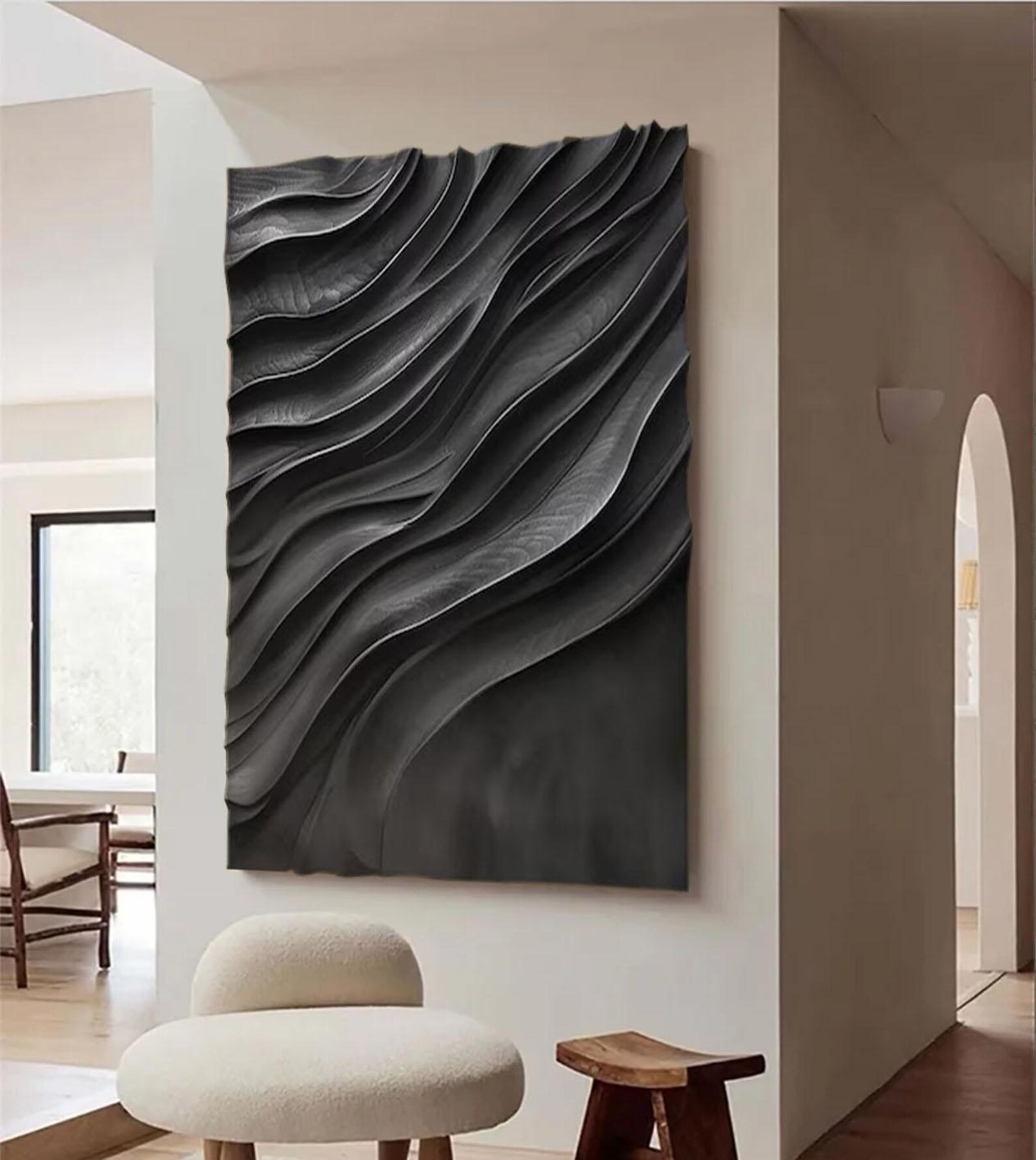 Pitch Black Drift-3D Textured Wall Art