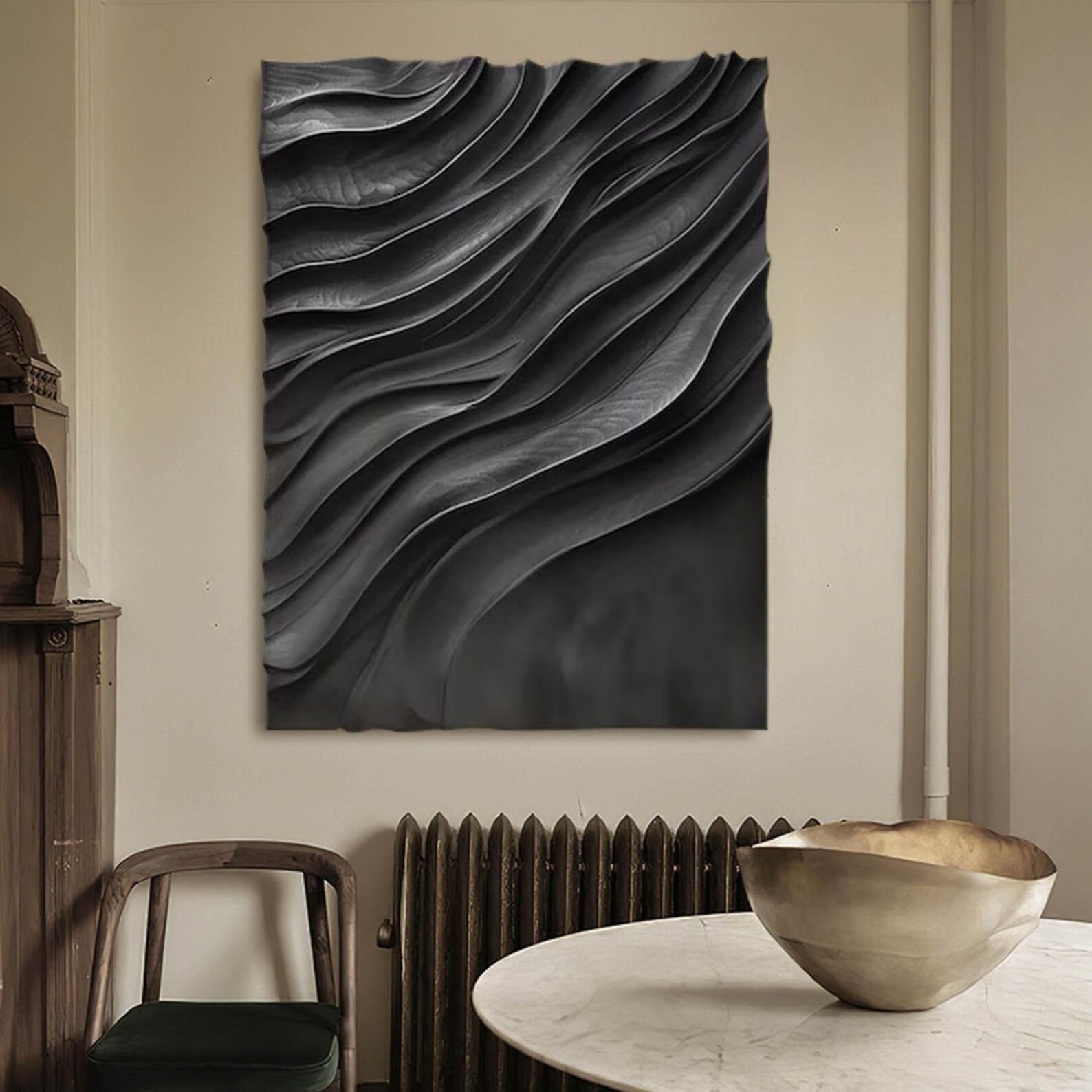 Pitch Black Drift-3D Textured Wall Art