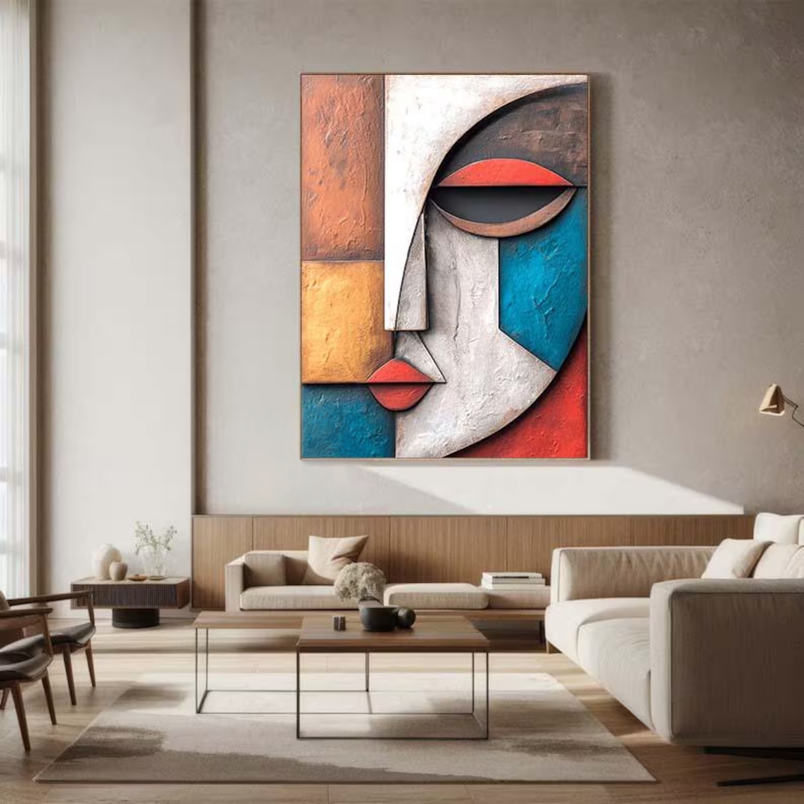 Fragmented Visage-3D Textured Wall Art