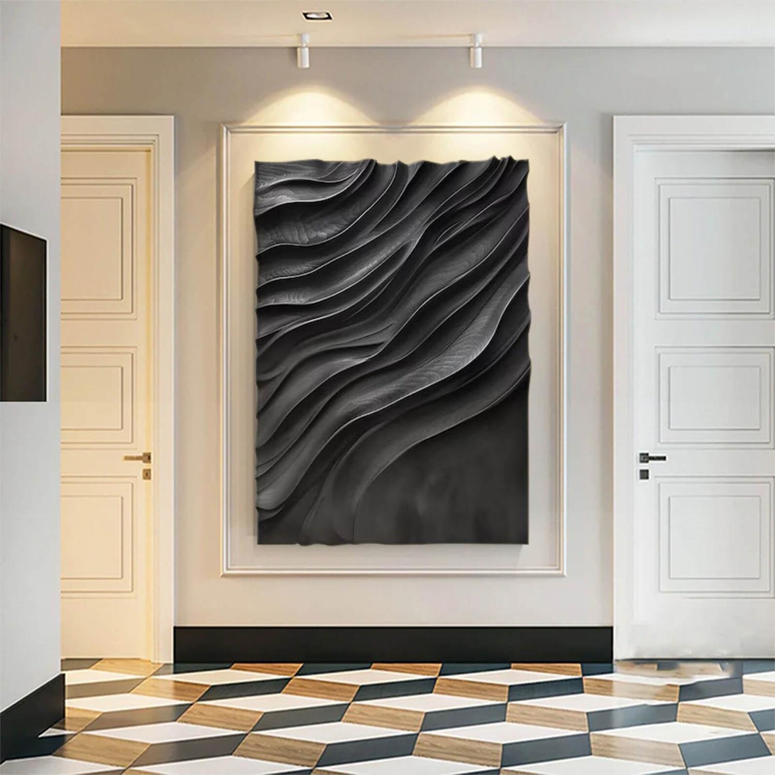 Pitch Black Drift-3D Textured Wall Art