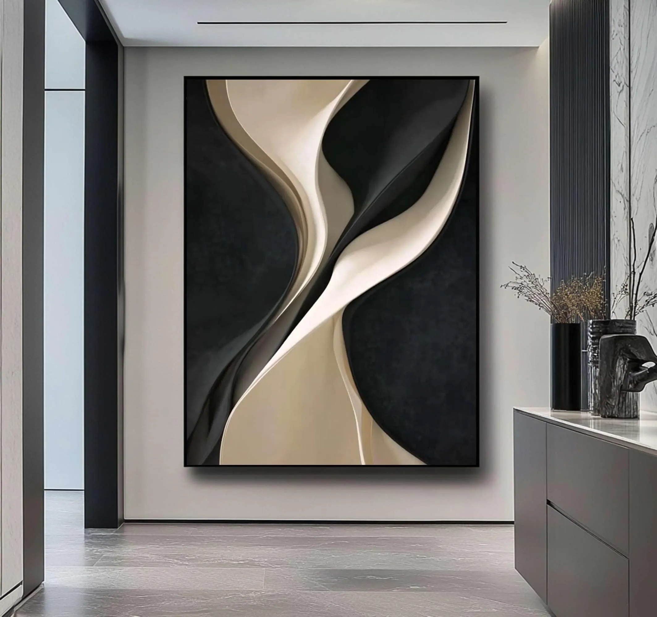 Graphite Paddy-3D Textured Wall Art