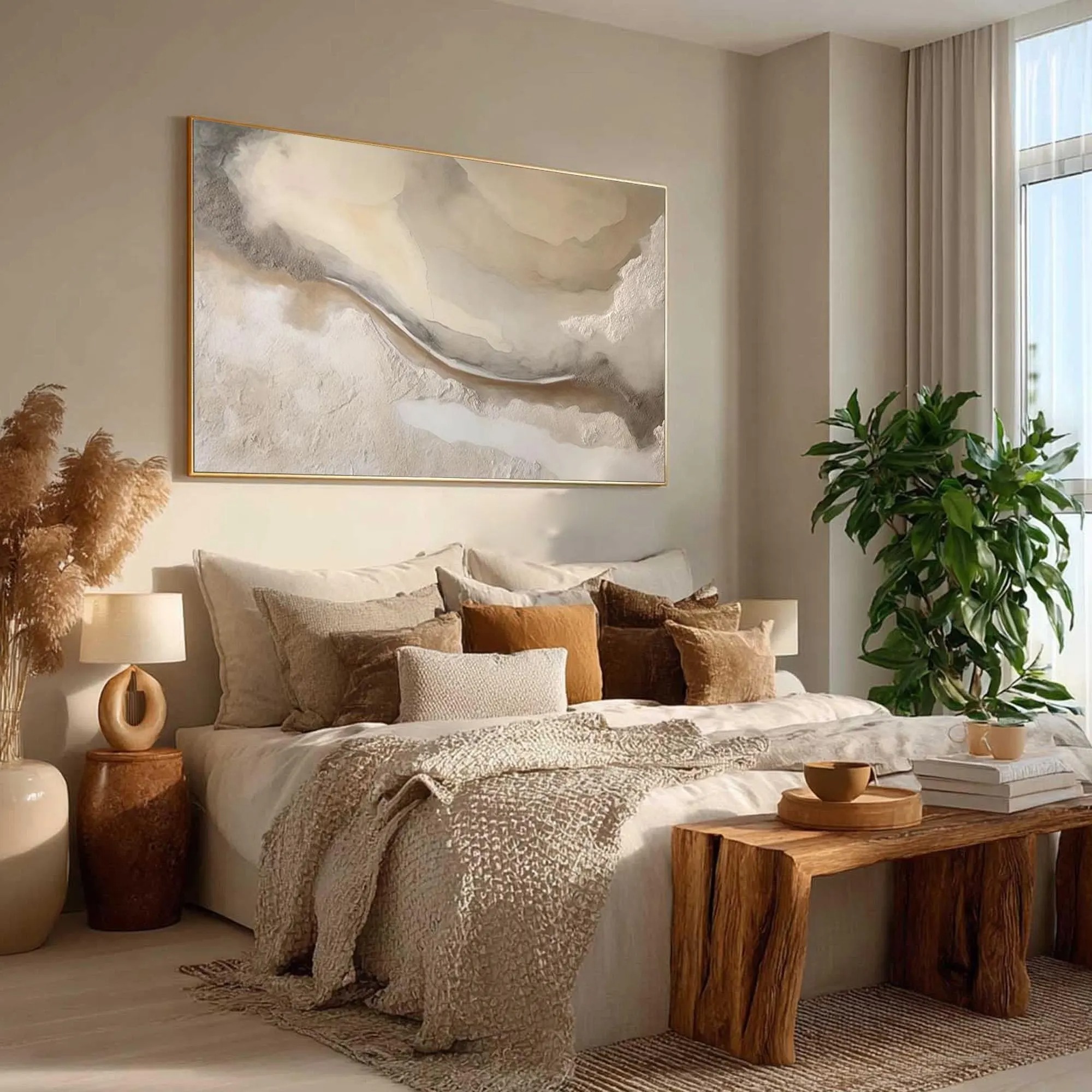 Desert Waves - Neutral Earthy Fluid Abstract Canvas Art