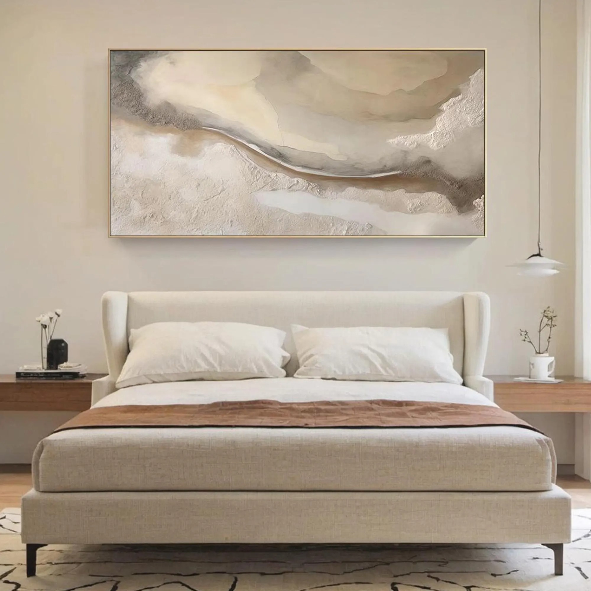 Desert Waves - Neutral Earthy Fluid Abstract Canvas Art