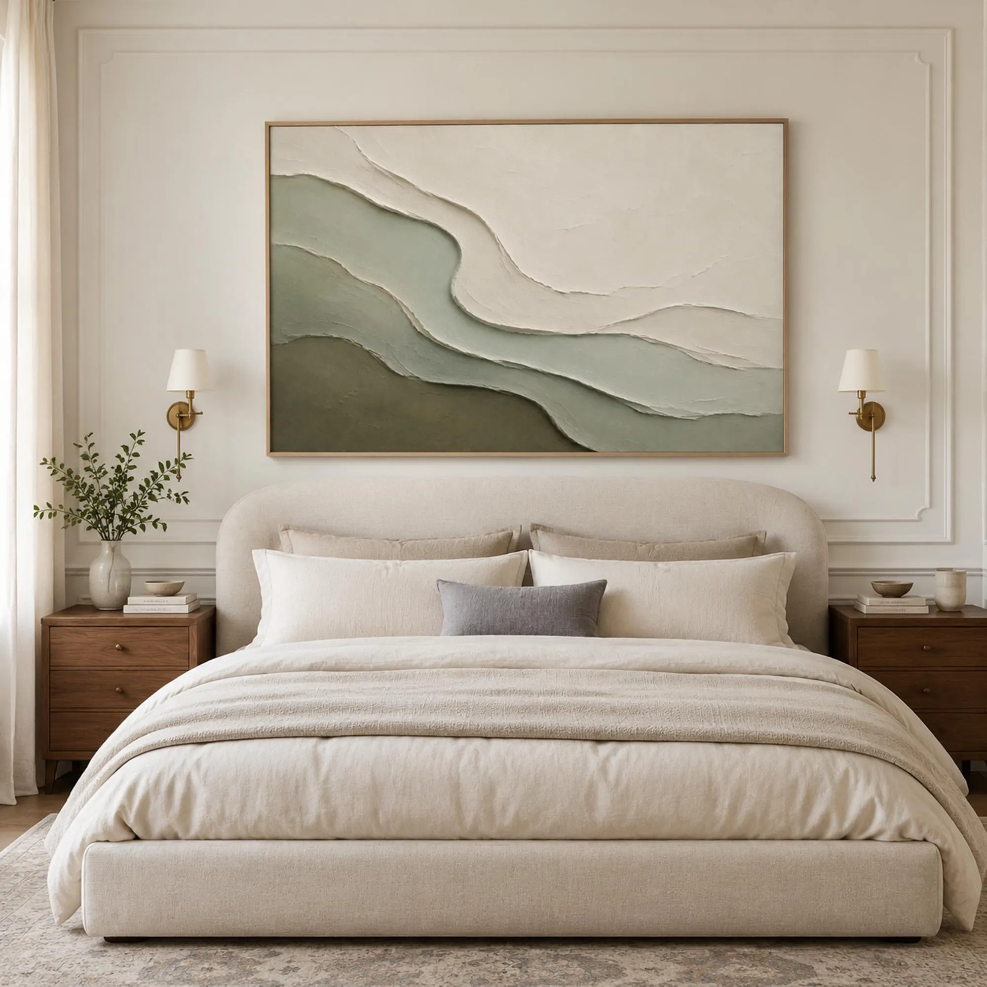 Terraced Earth - Sage & Moss Green Sculptural Relief Canvas Art