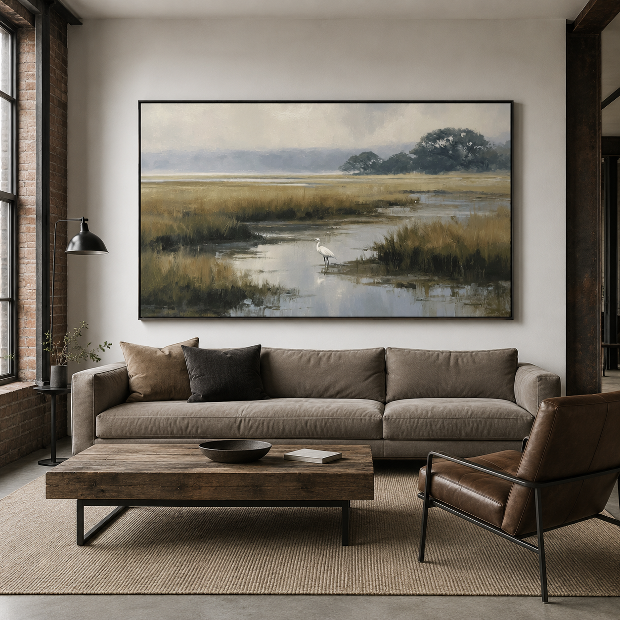 Tranquil Marshland River Landscape Canvas Wall Art