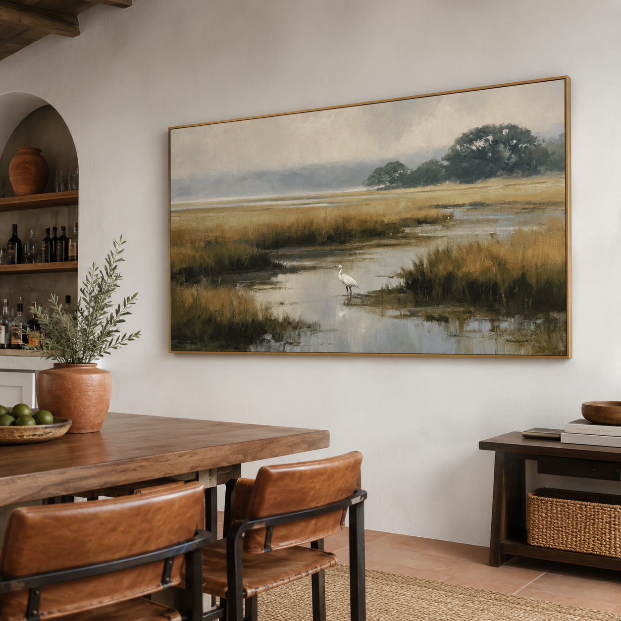 Tranquil Marshland River Landscape Canvas Wall Art