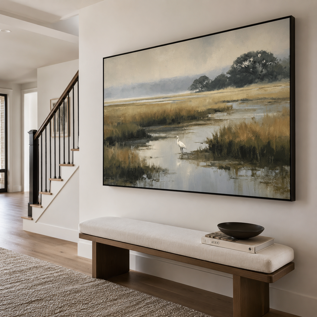 Tranquil Marshland River Landscape Canvas Wall Art