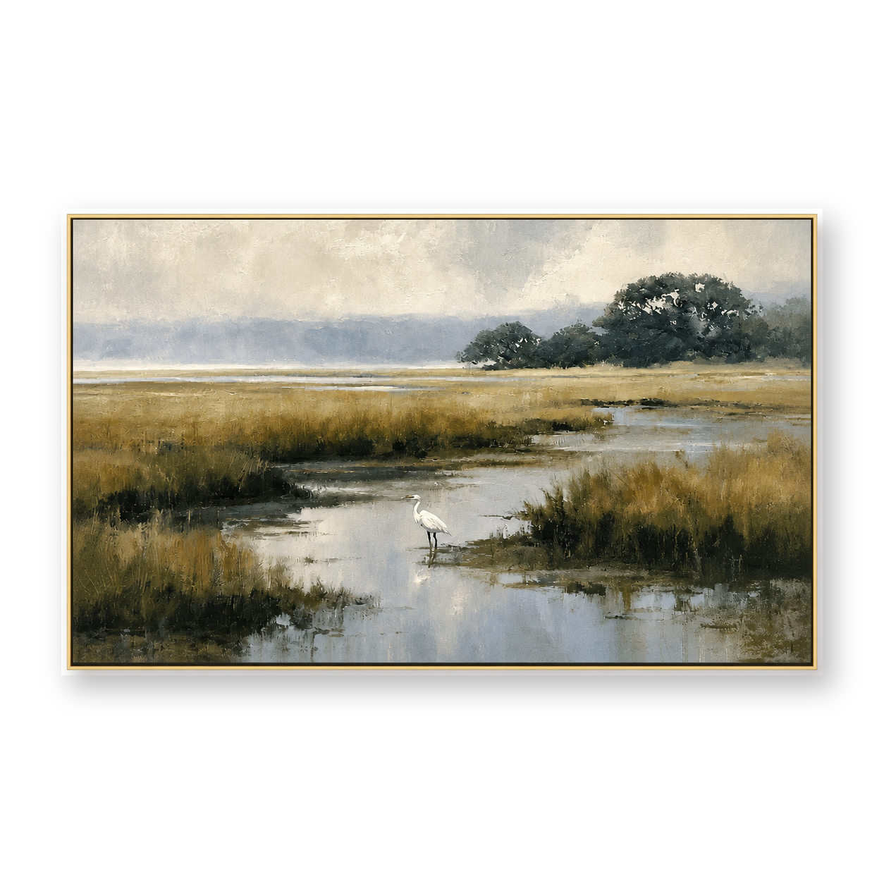 Tranquil Marshland River Landscape Canvas Wall Art