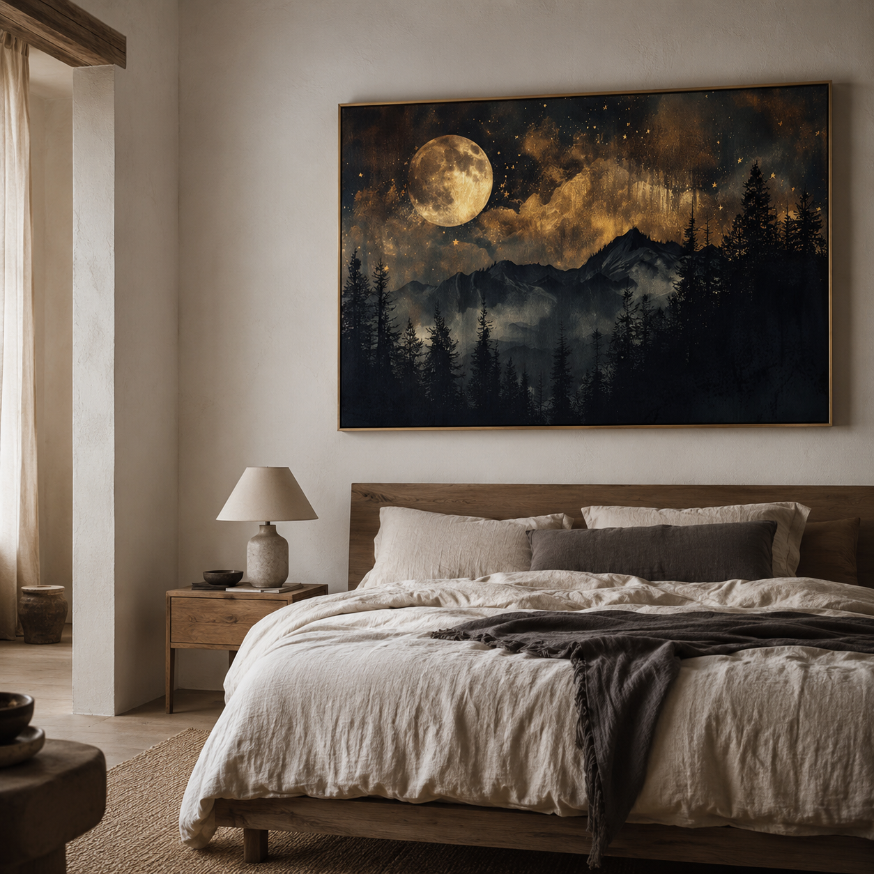 Gilded Moon Over Silent Pines